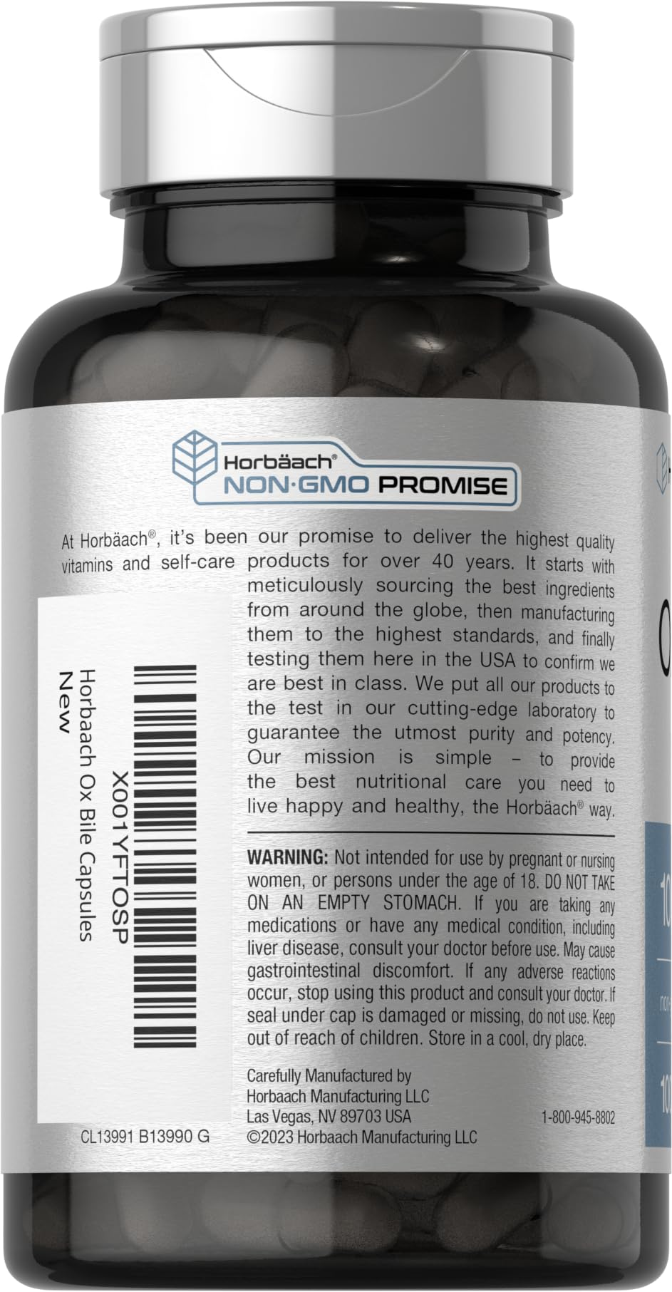 Ox Bile 1000 mg 100 Capsules | Digestive Enzymes Supplement | Non-GMO & Gluten Free Horbäach uk supplements