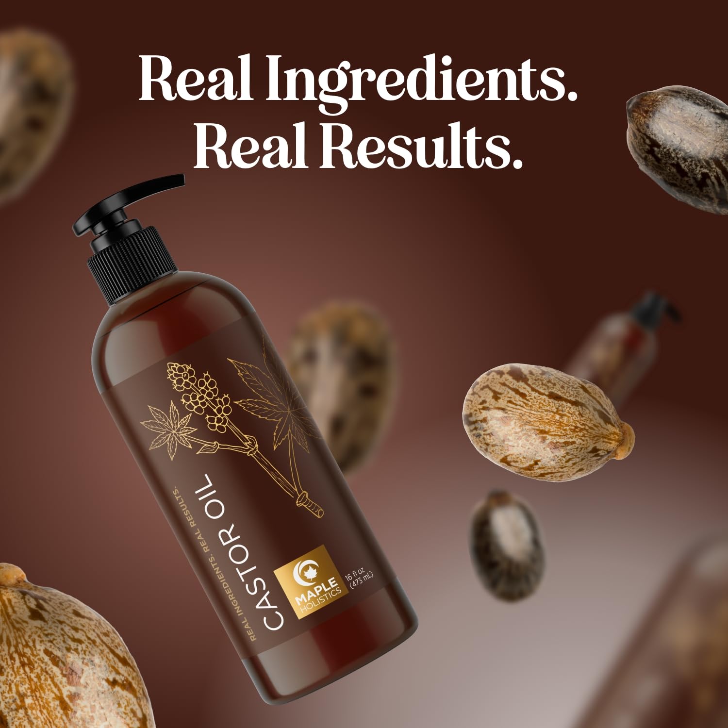 Pure Castor Oil for Body & Skin Care Great for Wraps & Compresses - Castor Oil for Hair Skin Maple Holistics uk supplements