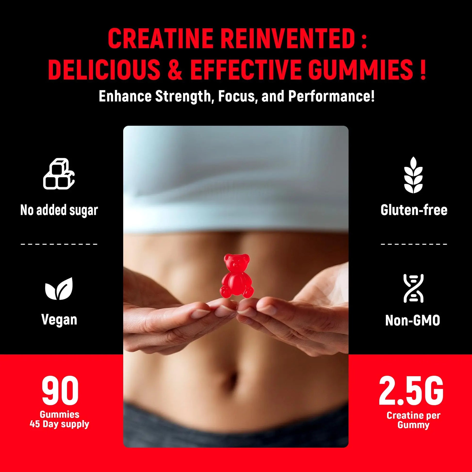 NSF Certified Creatine Gummy - Creatine Monohydrate Gummies 5g for Men & Women - Boost Focus,Strength, and Endurance, Vegan, Gluten-Free, Non-GMO, 2.5 Gram Creatine Parhaat uk supplements