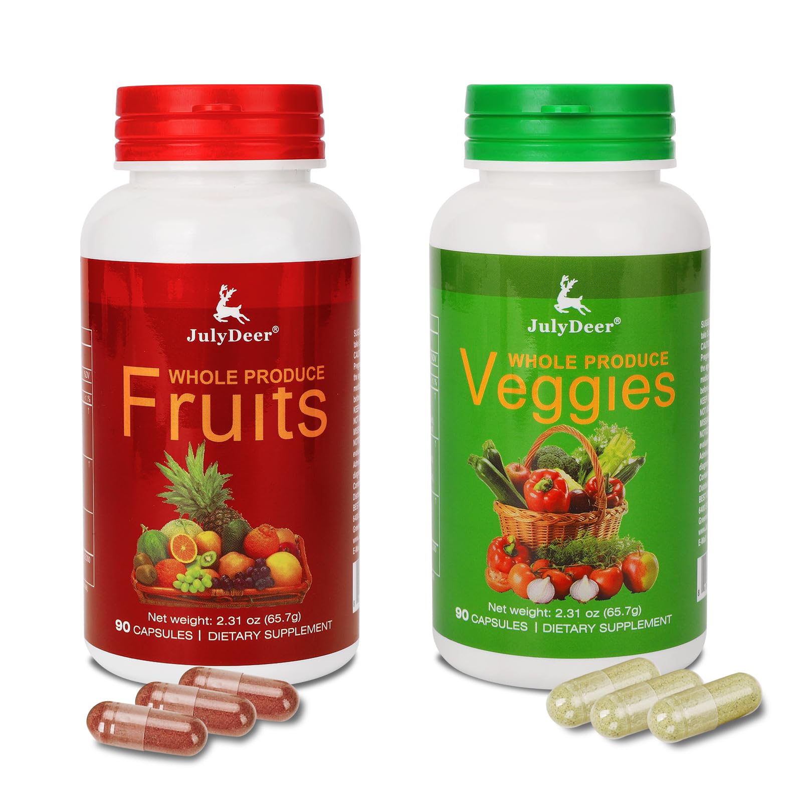 Fruit and Veggies Supplement Ingredients Natural – 2 Bottles 180 Total Vegetarian Capsules | Balance of Natural 16+18 Whole Fruits & Veggies Blend | Fresh Superfood Formula with Vitamins and Minerals JulyDeer uk supplements