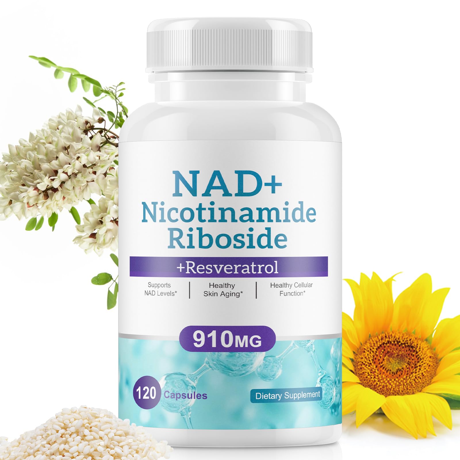 NAD+ Supplement Alternative - Liposomal Nicotinamide Riboside - Resveratrol & Quercetin - High Purity NAD Supplements for Anti-Aging, Focus, Energy 120 Capsules Ruduwu uk supplements