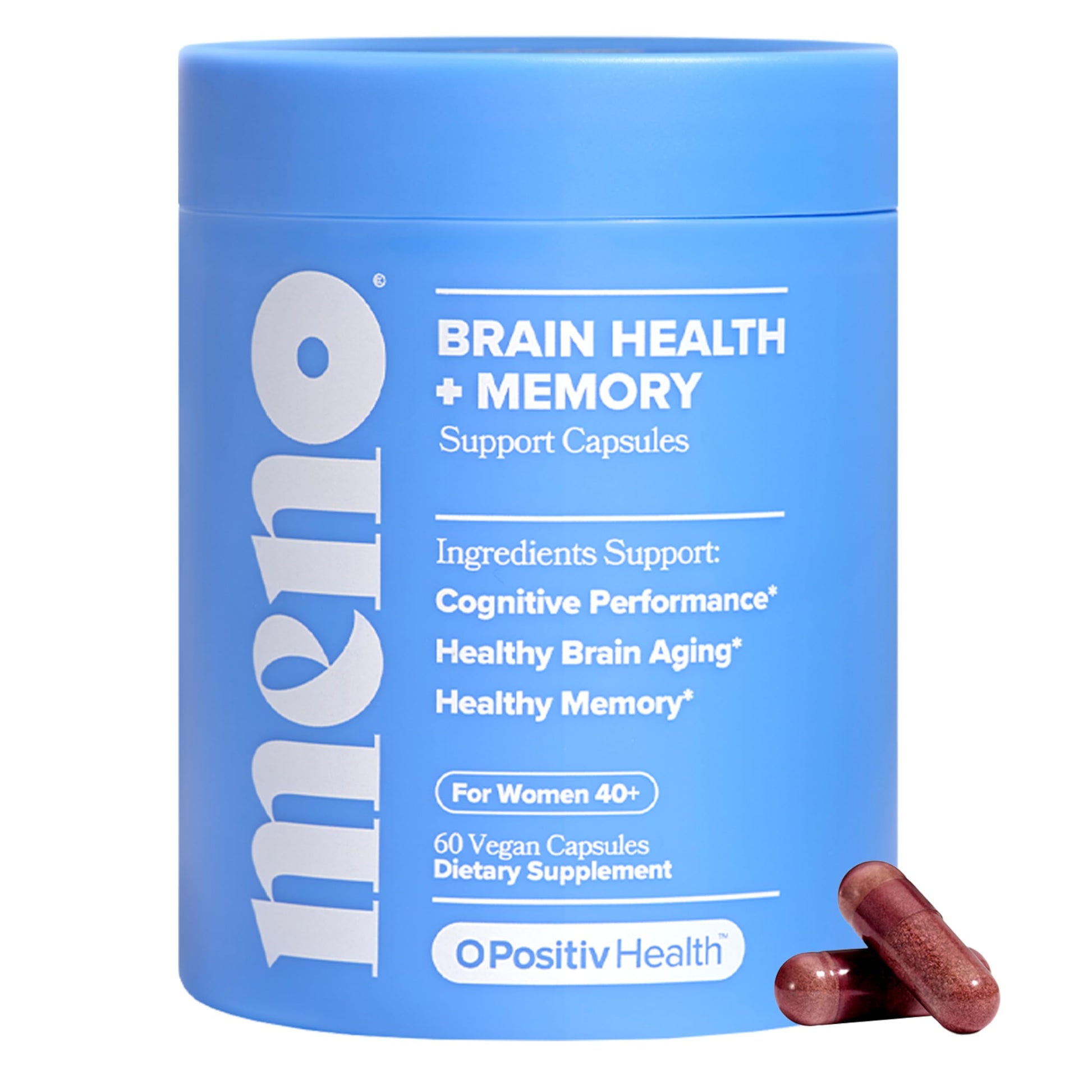MENO Brain Health + Memory Support Capsules – Daily Support for Cognitive Performance, Concentration & Healthy Brain Aging – with Phosphatidylserine, Creatine, Sage Leaf & Huperzine A – 30 Servings O Positiv uk supplements