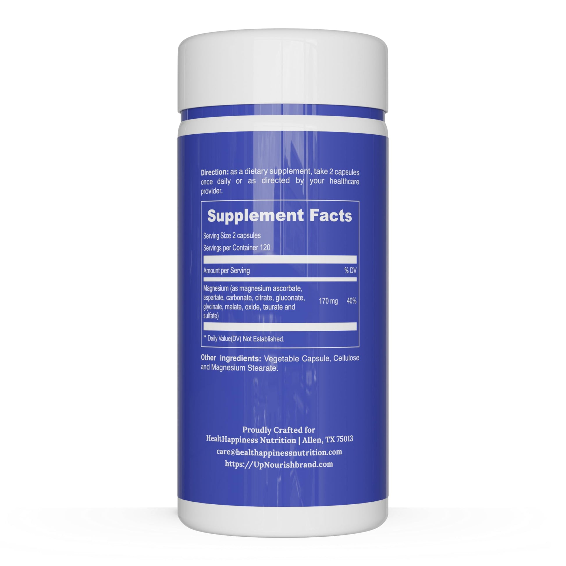UpNourish Magnesium Supplement - 10 in 1 Magnesium Complex - Full Spectrum Magnesium Mineral Supplements with Glycinate, Citrate, Taurate, Malate, Carbonate, Oxide and More, 240 Vegan Capsules UpNourish uk supplements