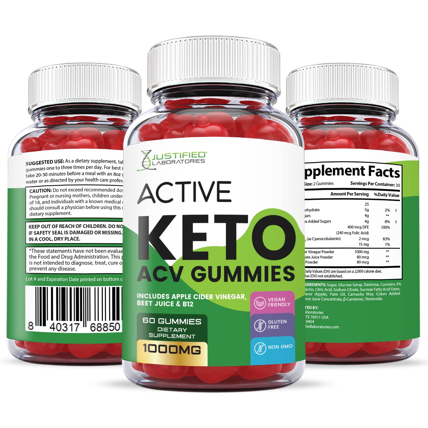 Justified Laboratories Active Keto ACV Gummies 1000MG with Pomegranate Juice Beet Justified Laboratories uk supplements