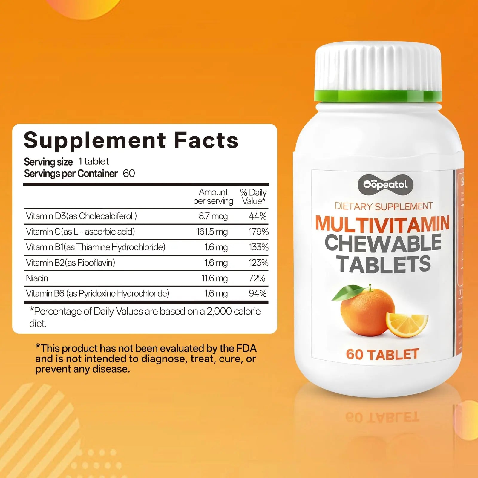 Oopeatol Multivitamin for Adults with Vitamin C, D3 & B Vitamins | Daily Increase Body Protection, Energy & Bone and Joint Equilibrium and Health | Oopeatol uk supplements