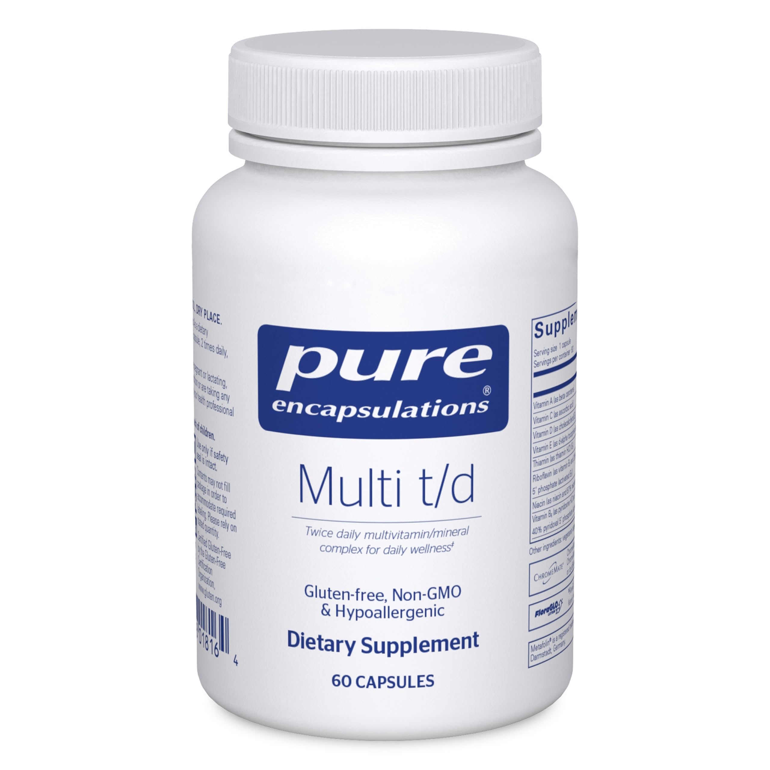 Pure Encapsulations Multi T/D - Multivitamin & Mineral Supplement - for Daily Wellness, Cardiovascular & Immune Health* - Rich in Vitamins & Minerals - Gluten Free & Vegetarian - 60 Capsules Pure Encapsulations uk supplements
