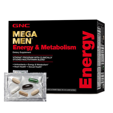 GNC Mega Men Energy and Metabolism Vitapak Program, Convenient, Complete Nutrition, 5 Products in 1 Packet, Calorie Burn, Thermogenic, 300mg Caffeine, 30 Daily Packs GNC uk supplements