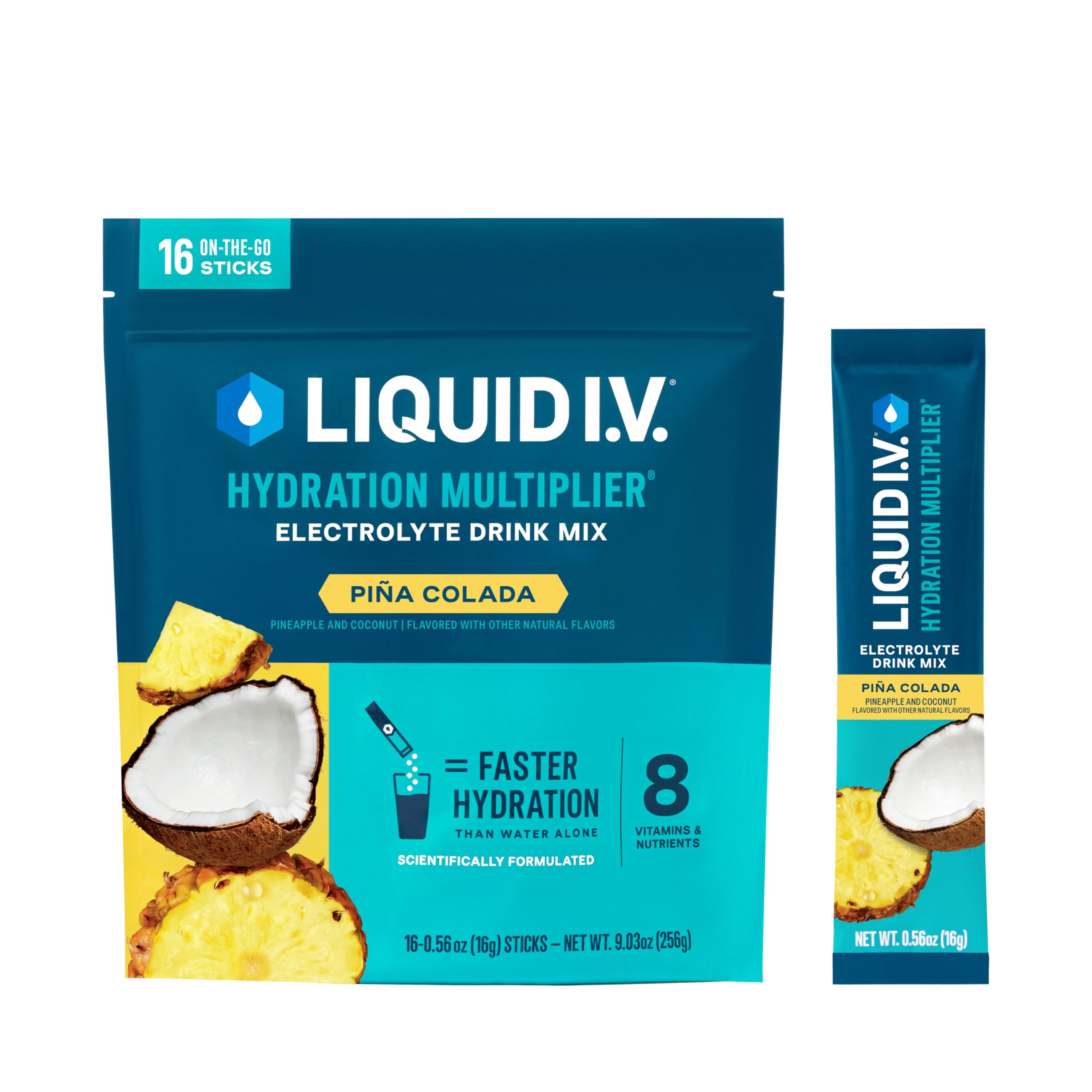 Liquid I.V.® Hydration Multiplier - Pina Colada | Electrolyte Powder Drink Mix | 1 Pack (16 Servings) Liquid I.V. uk supplements