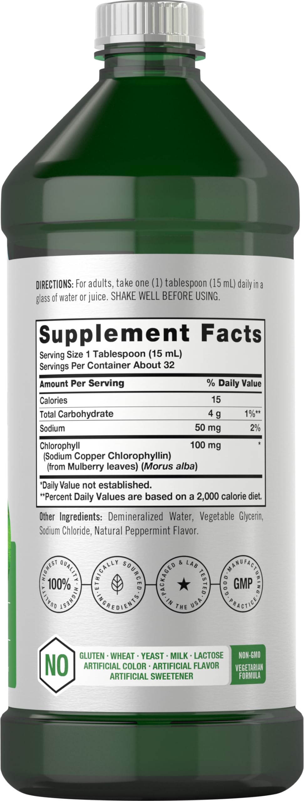 Chlorophyll Liquid Drops 100mg | 32 oz (2 x 16 oz Bottles) | Natural Peppermint Flavor Horbäach uk supplements
