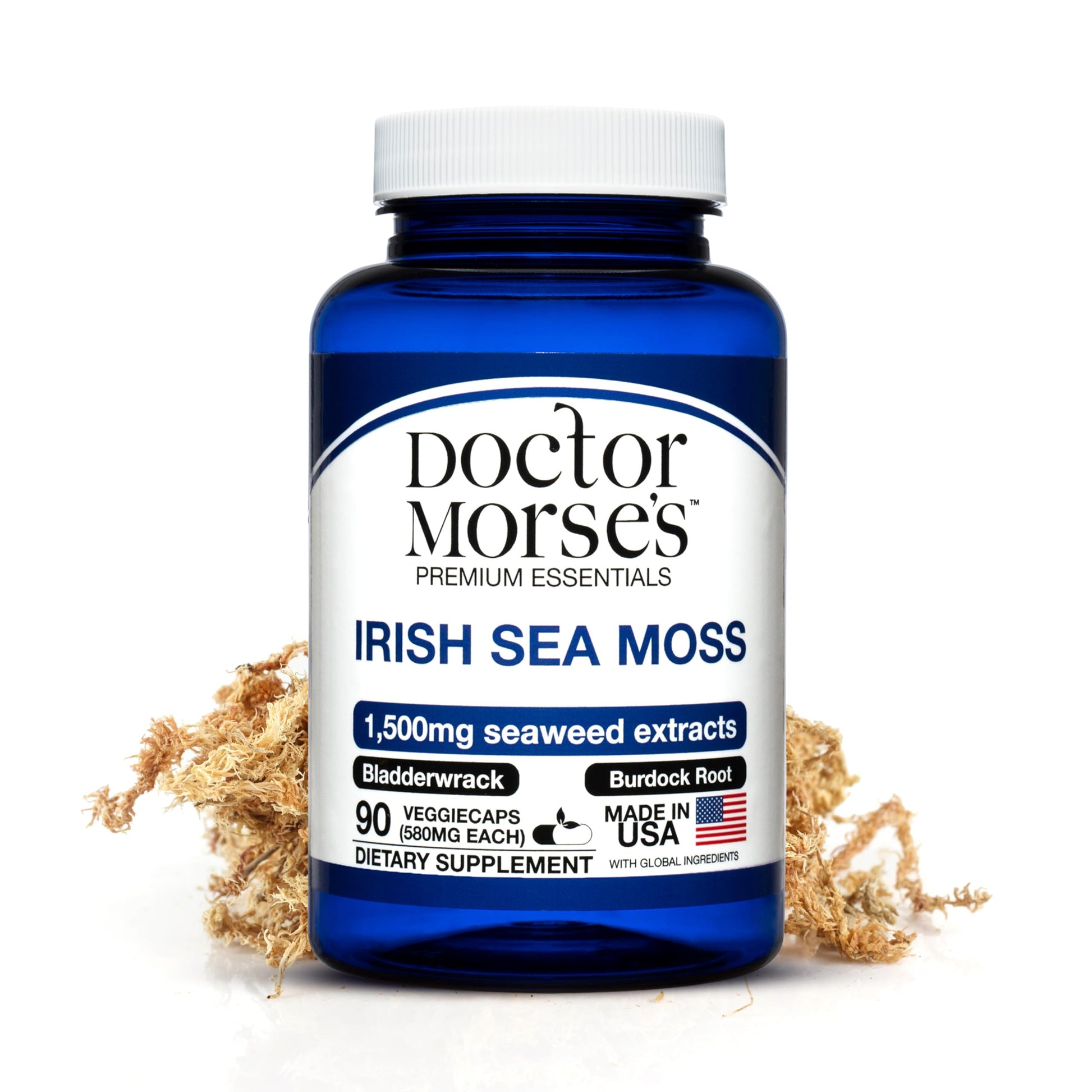 Irish Sea Moss Advanced Supplement Capsules 1500mg, Ultra Potent Seamoss Advanced with Bladderwrack & Burdock Root, Made in FDA-Registered, NSF-Certified Facility, Overall Health Support, 90 Capsules Doctor Morse's uk supplements