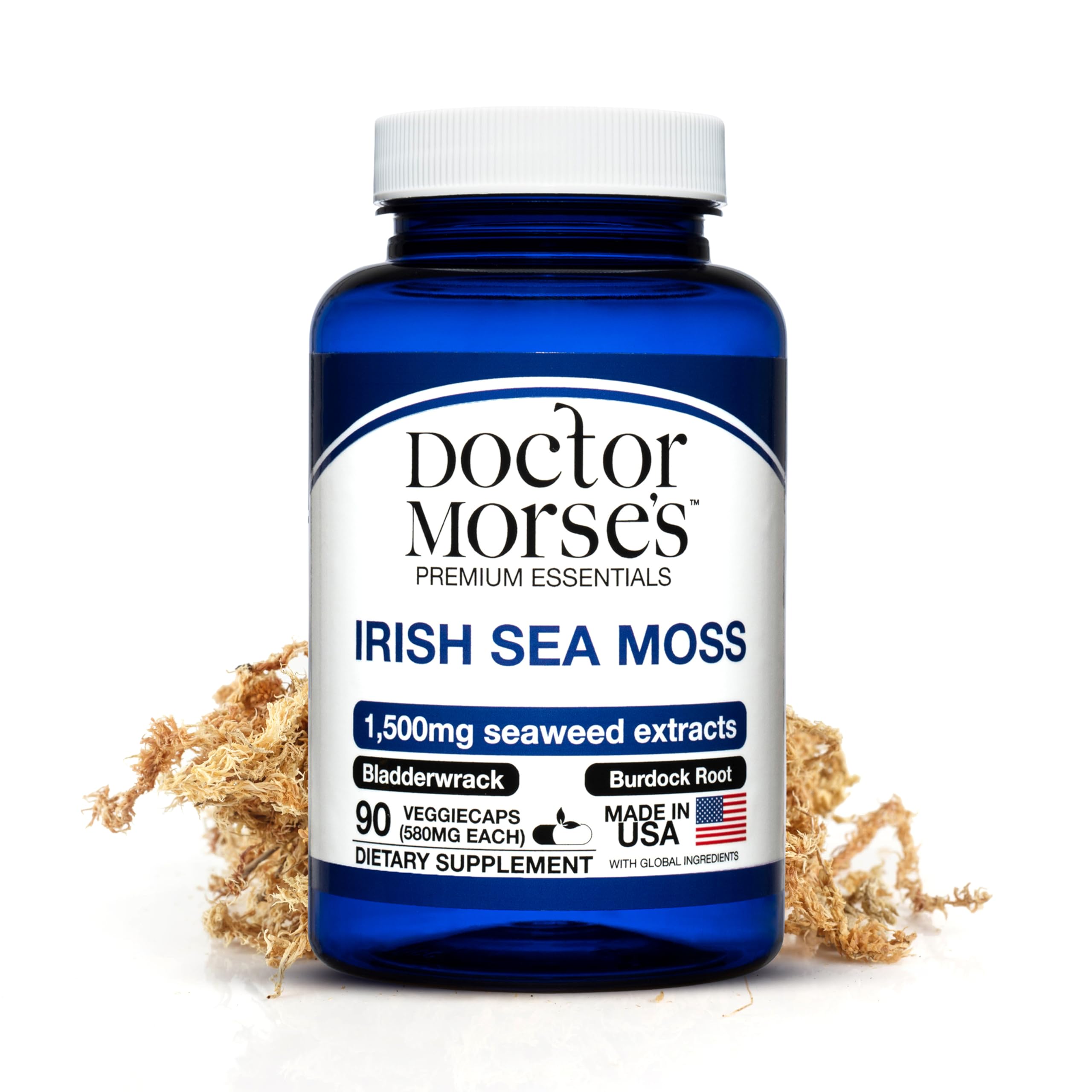 Irish Sea Moss Advanced Supplement Capsules 1500mg, Ultra Potent Seamoss Advanced with Bladderwrack & Burdock Root, Made in FDA-Registered, NSF-Certified Facility, Overall Health Support, 90 Capsules Doctor Morse's uk supplements