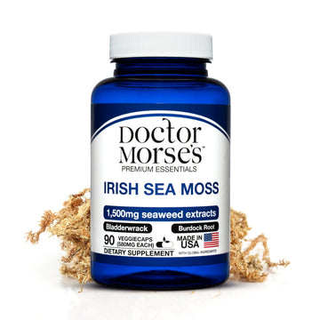 Irish Sea Moss Advanced Supplement Capsules 1500mg, Ultra Potent Seamoss Advanced with Bladderwrack & Burdock Root, Made in FDA-Registered, NSF-Certified Facility, Overall Health Support, 90 Capsules Doctor Morse's uk supplements
