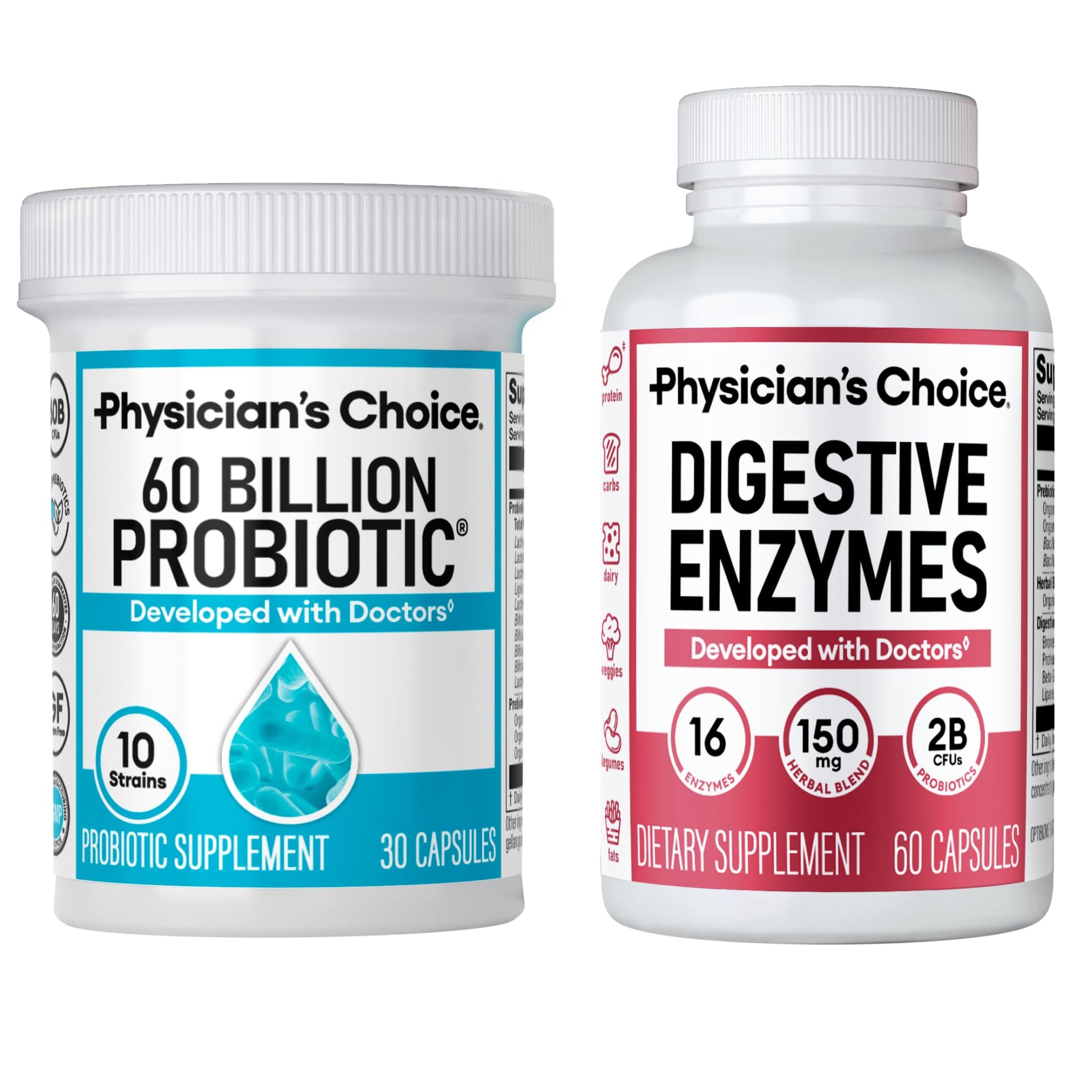 Physician's CHOICE Advanced Gut Health Bundle: 60 Billion Probiotics 30ct + Digestive Enzymes 60ct for Digestive, Gut, and Immune Health Supports Occasional Constipation, Diarrhea, Gas, and Bloating Physician's CHOICE uk supplements