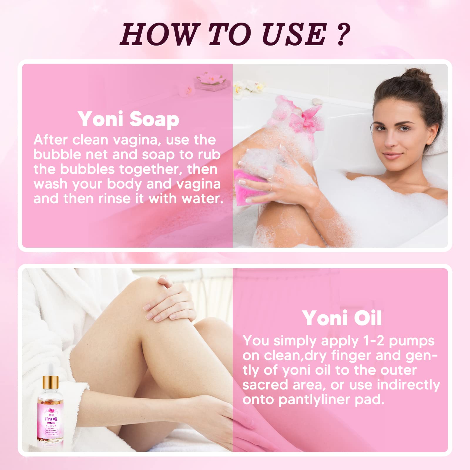 Feminine Wash & Yoni Oil & Yoni Soap Set for Women, Yoni Wash for Vaginal Ph Balance Remove Odor BASSI uk supplements