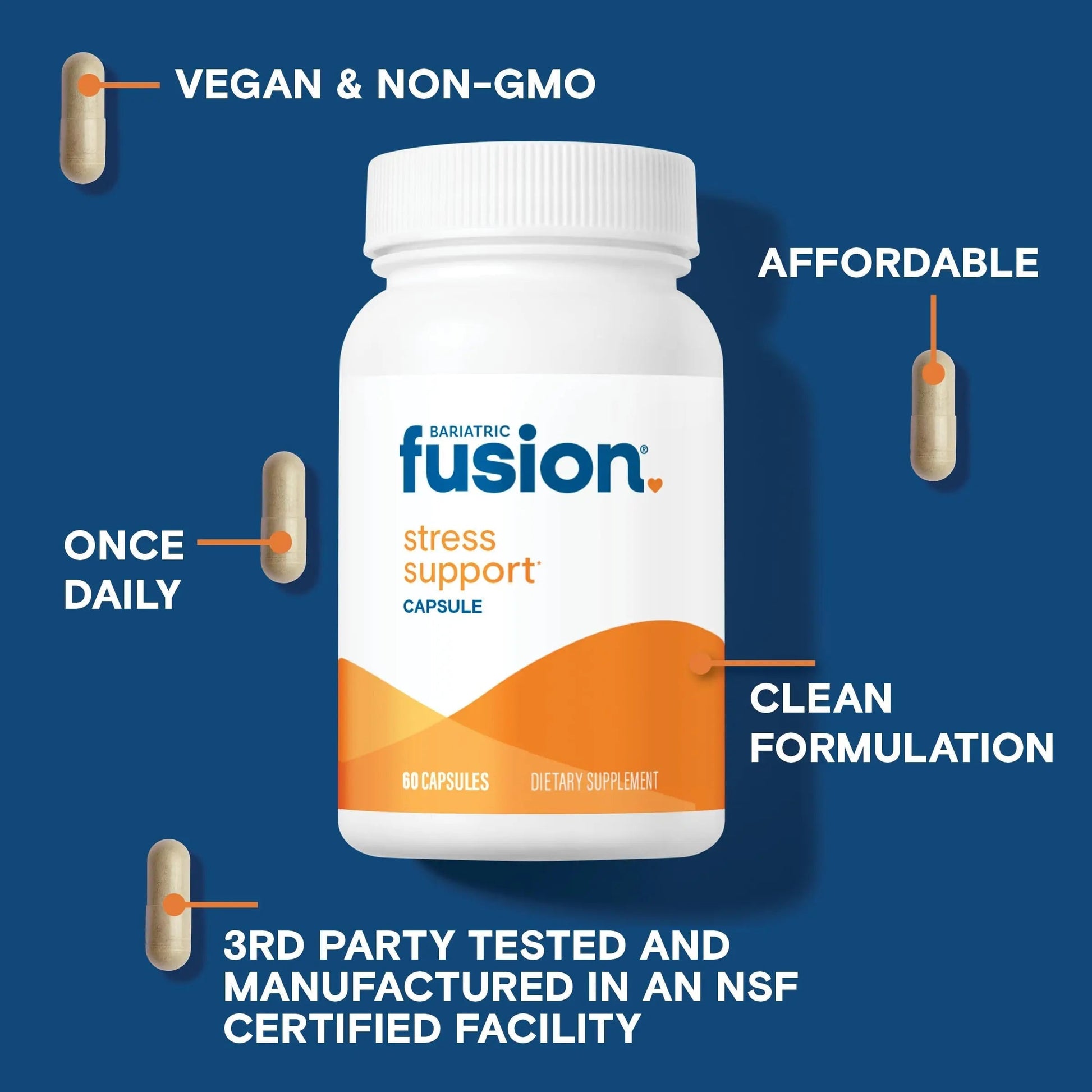Bariatric Fusion Stress Support* | Vegan Supplement with Magnesium and Ashwagandha | Daily Vitamin for Women and Men | Bariatric Fusion uk supplements