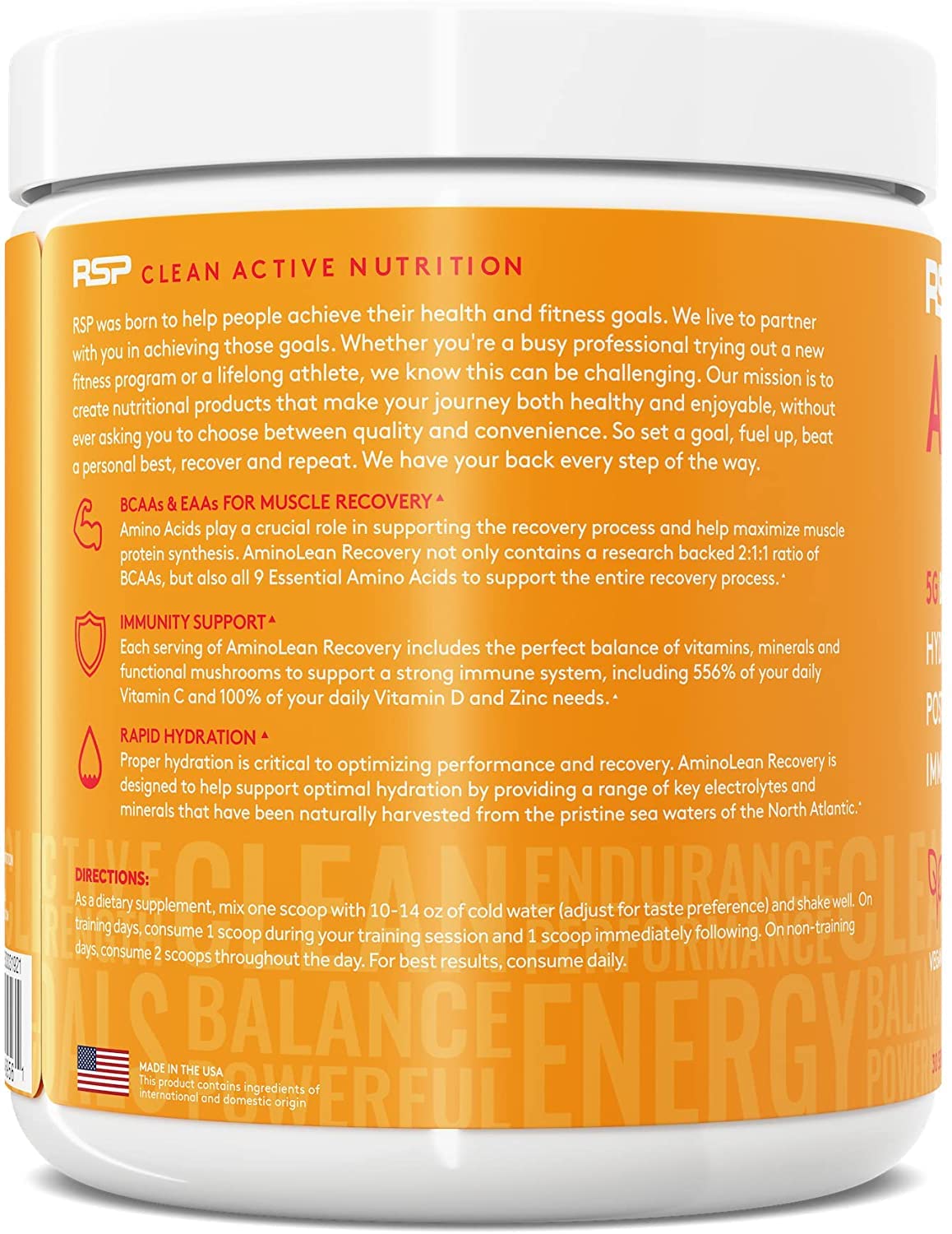 RSP AminoLean Recovery - Post Workout BCAAs Amino Acids Supplement + Electrolytes RSP NUTRITION uk supplements