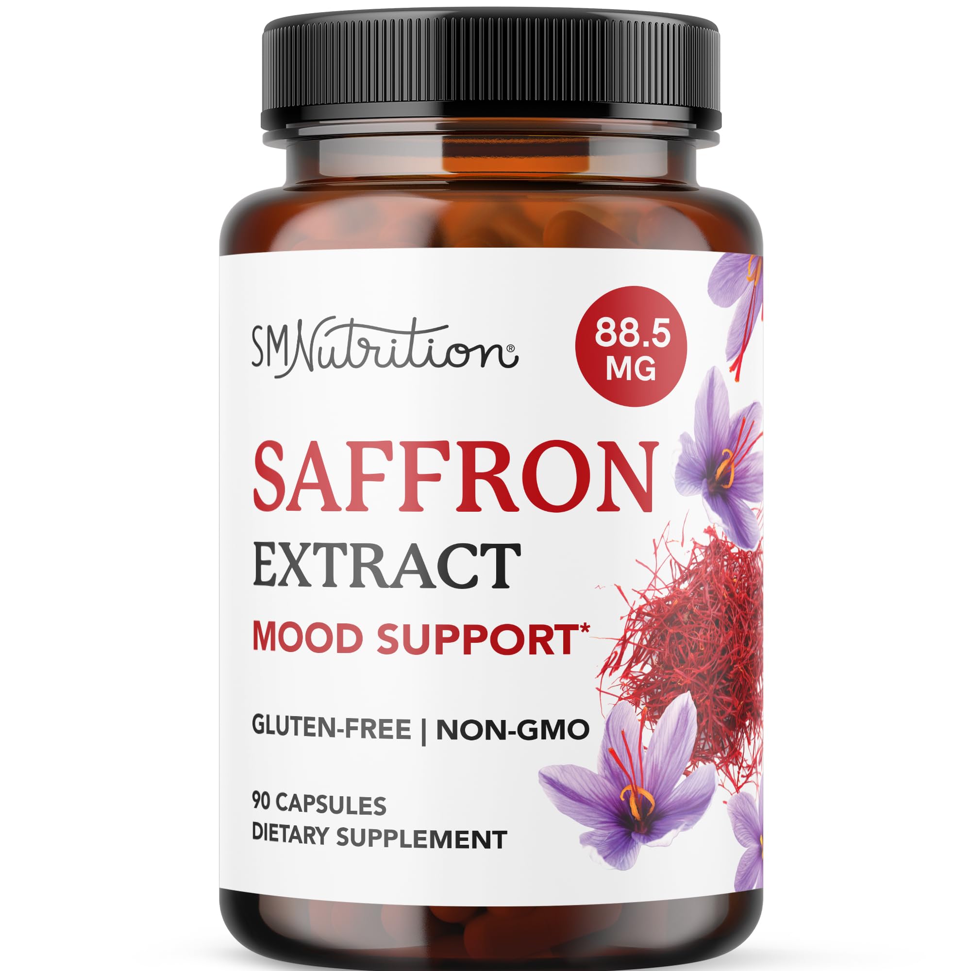 Saffron Supplements 88.5mg | 3-Month Supply | Pure Saffron Extract Capsules for Mood, Focus, Eye Health & Energy Balance Support | Crocus Sativus Extract | Gluten-Free & Non-GMO | 90 Capsules SMNutrition uk supplements