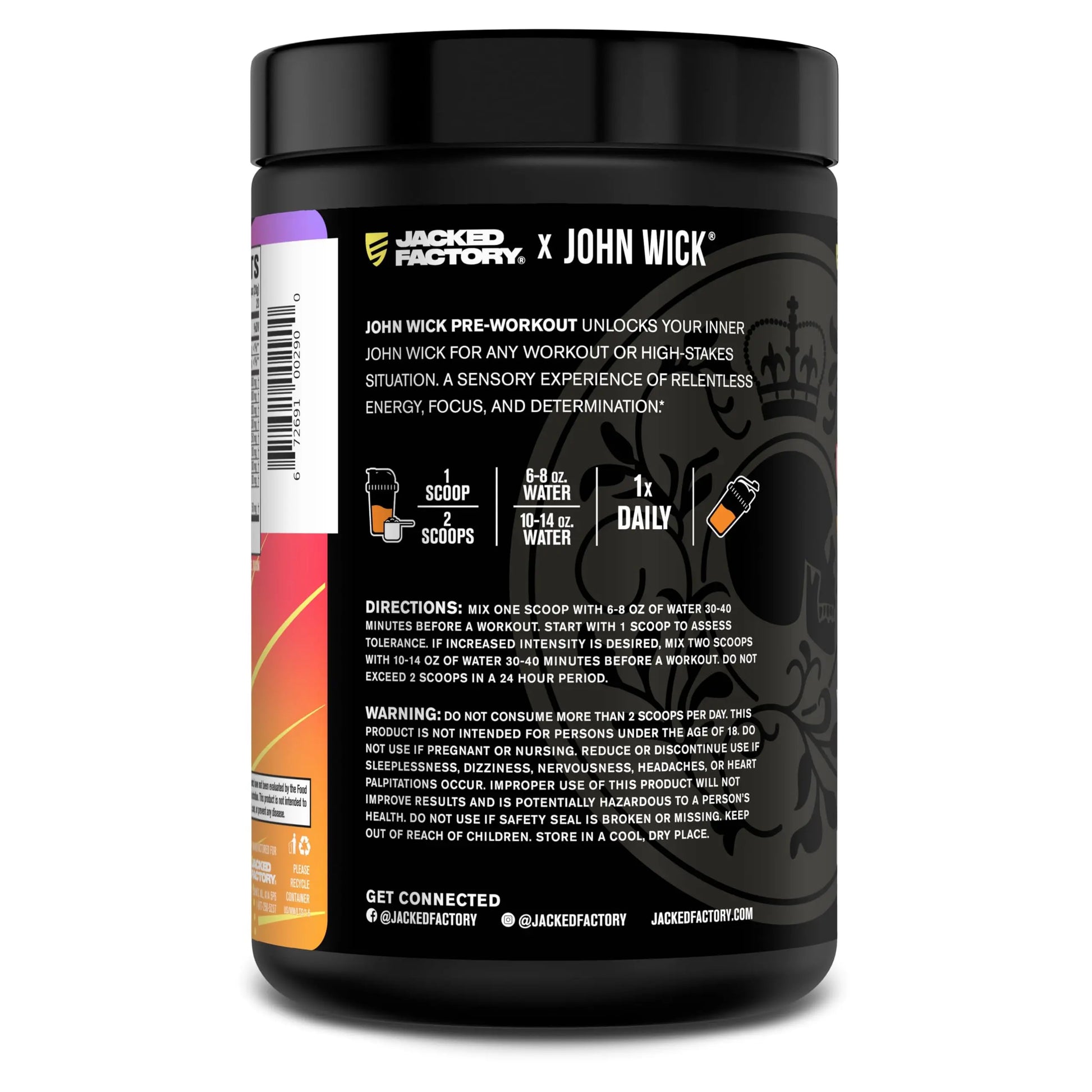 Jacked Factory X John Wick - Wick Mode Pre Workout Powder - Intense Energy, Battle-Ready Focus, Unstoppable Commitment, and Sheer Will Jacked Factory uk supplements