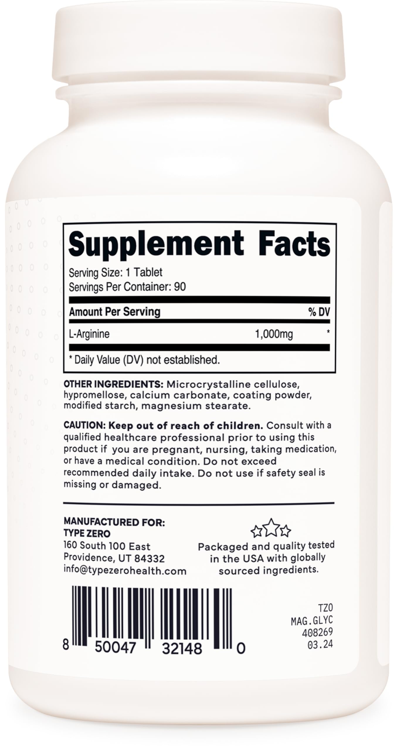 Type Zero L-Arginine 90 Tablets 1,000 mg per Serving - Non-GMO Type Zero uk supplements