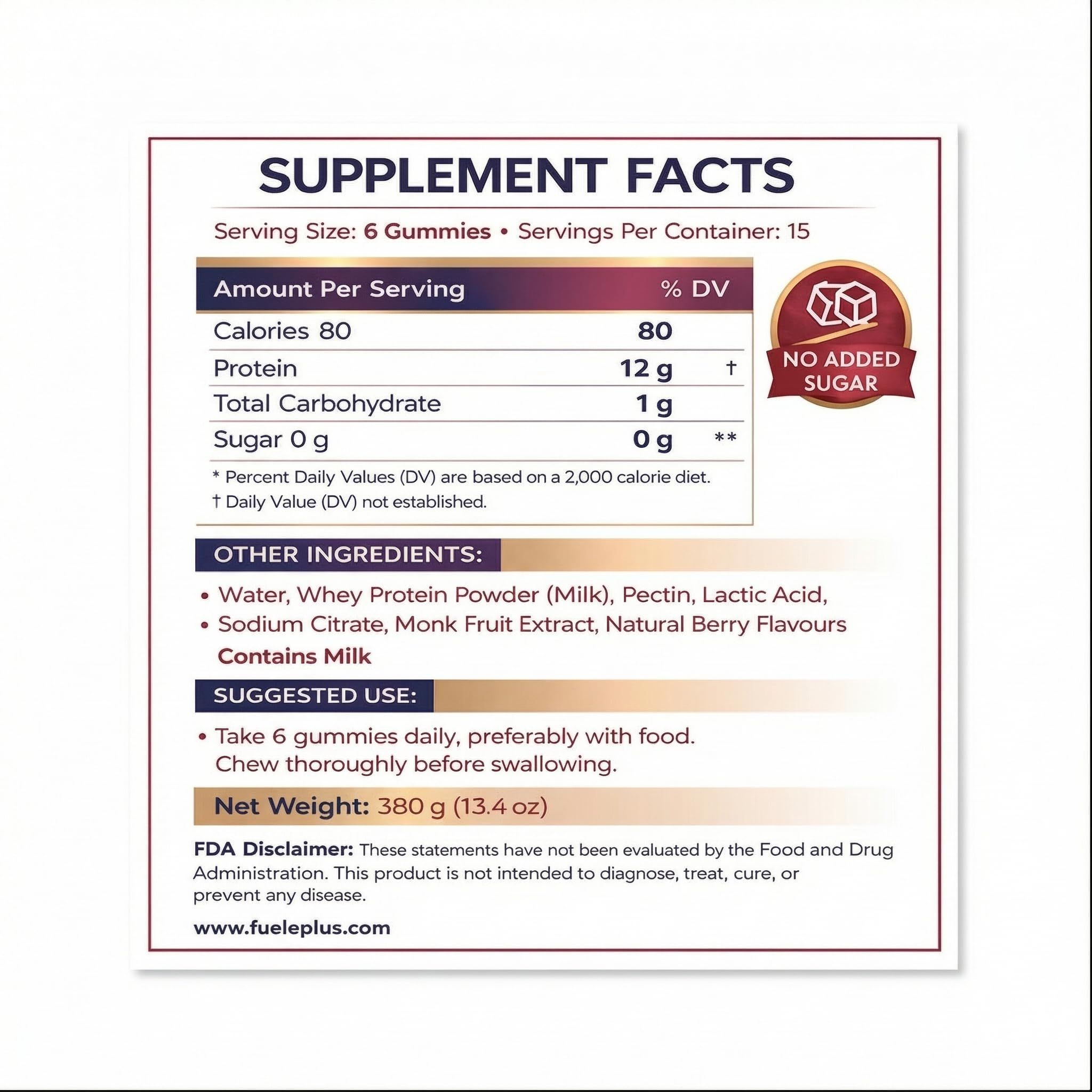 FUELE+ Protein Gummies – 12g High Protein Snack, Mixed Berry Flavor, No Added Sugar, Whey Protein Gummies, Supports Muscle Recovery, Post Workout Supplement FUELE+ uk supplements