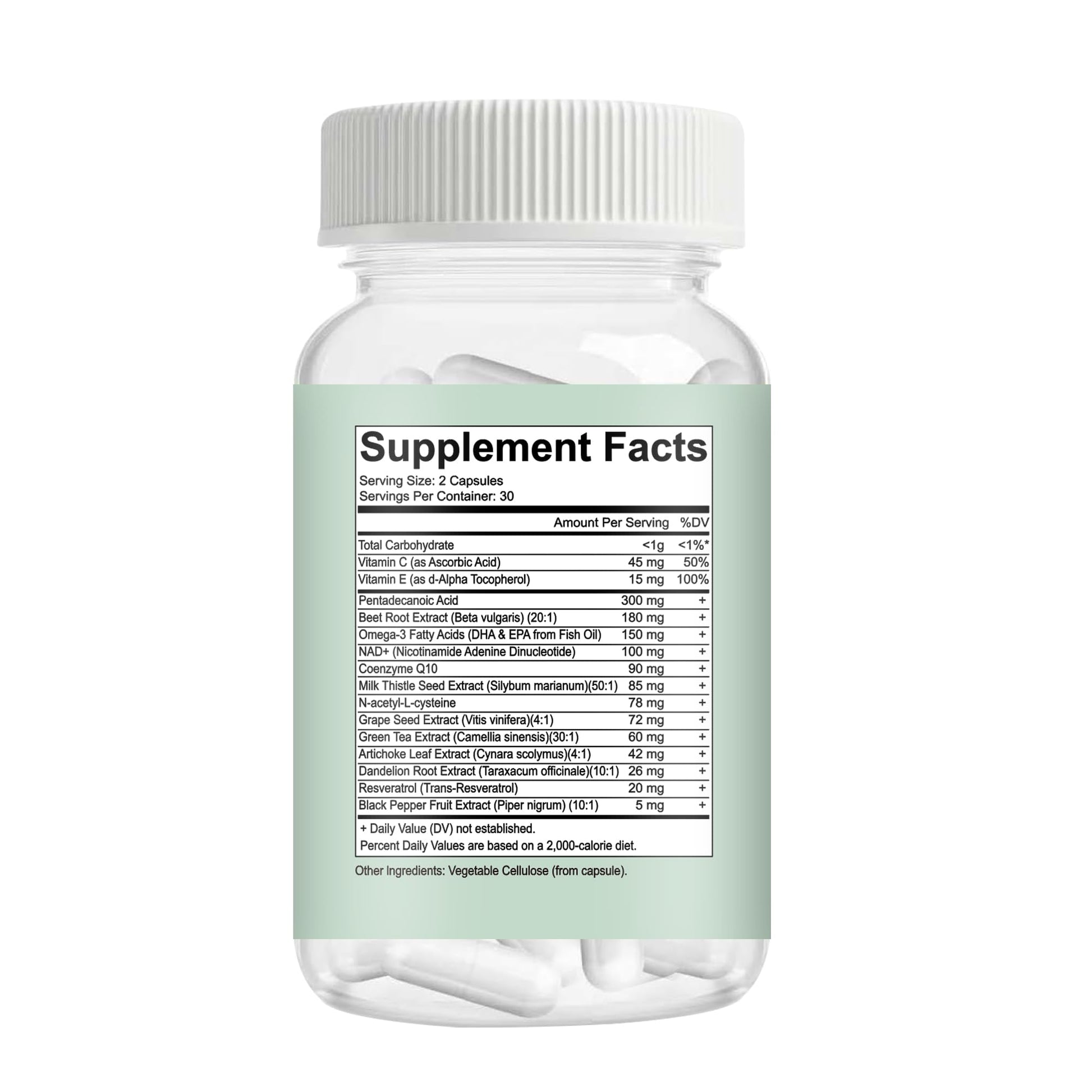 C15:0 Pentadecanoic Acid Supplement with Omega-3, CoQ10, NAD+, Vitamins, Essential Acids for Longevity Supplement, Liver Health, Energy Support - 60 ct CAUDAN uk supplements