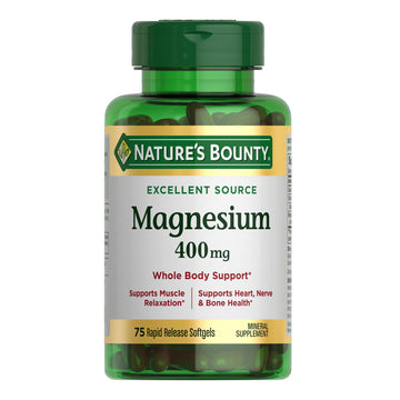 Nature's Bounty Magnesium 400 mg Softgel, Whole Body Support, Magnesium Supplements for Men and Women, Heart, Nerve & Bone Health, 75 Softgels (Pack of 1) Nature's Bounty uk supplements