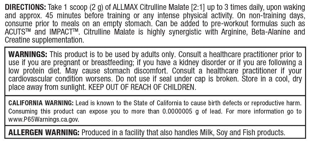 ALLMAX Essentials CITRULLINE MALATE 2:1 - 300 g Powder - Improves Endurance ALLMAX Nutrition uk supplements