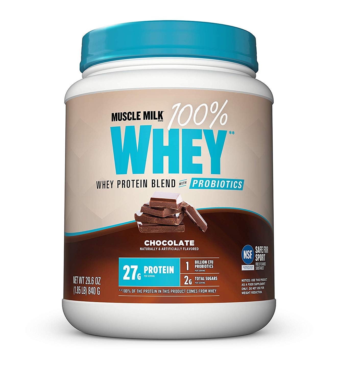 Muscle Milk 100% Whey With Probiotics Protein Powder, Chocolate, 1.85 Pound, 23 Serving Muscle Milk uk supplements