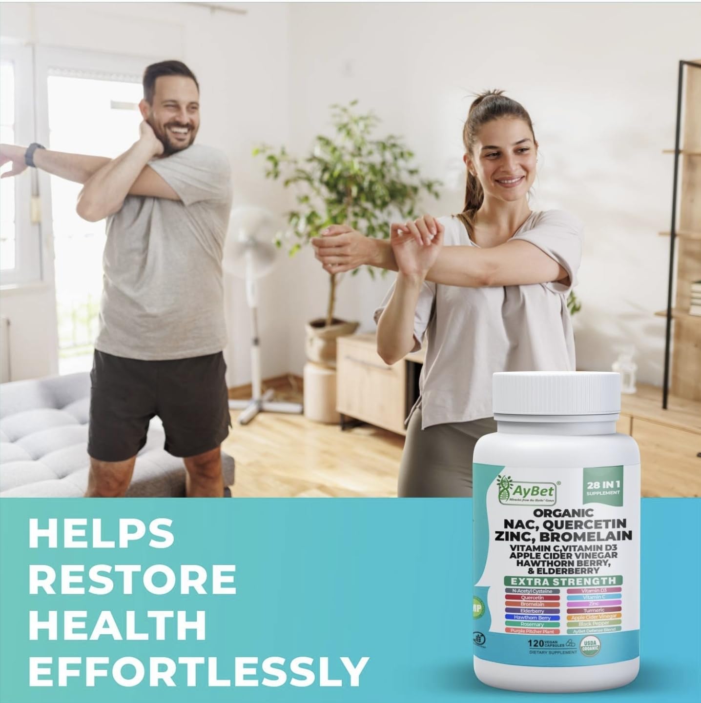 NAC-n-acetyl cysteine- Quercetin Zinc Bromelain Supplement | Extra Strength with Vit C, D3, Apple Cider Vinegar, Elderberry, Hawthorn Berry, Turmeric | Immune Support|120 Vegan Capsules | USDA Organic AyBet uk supplements