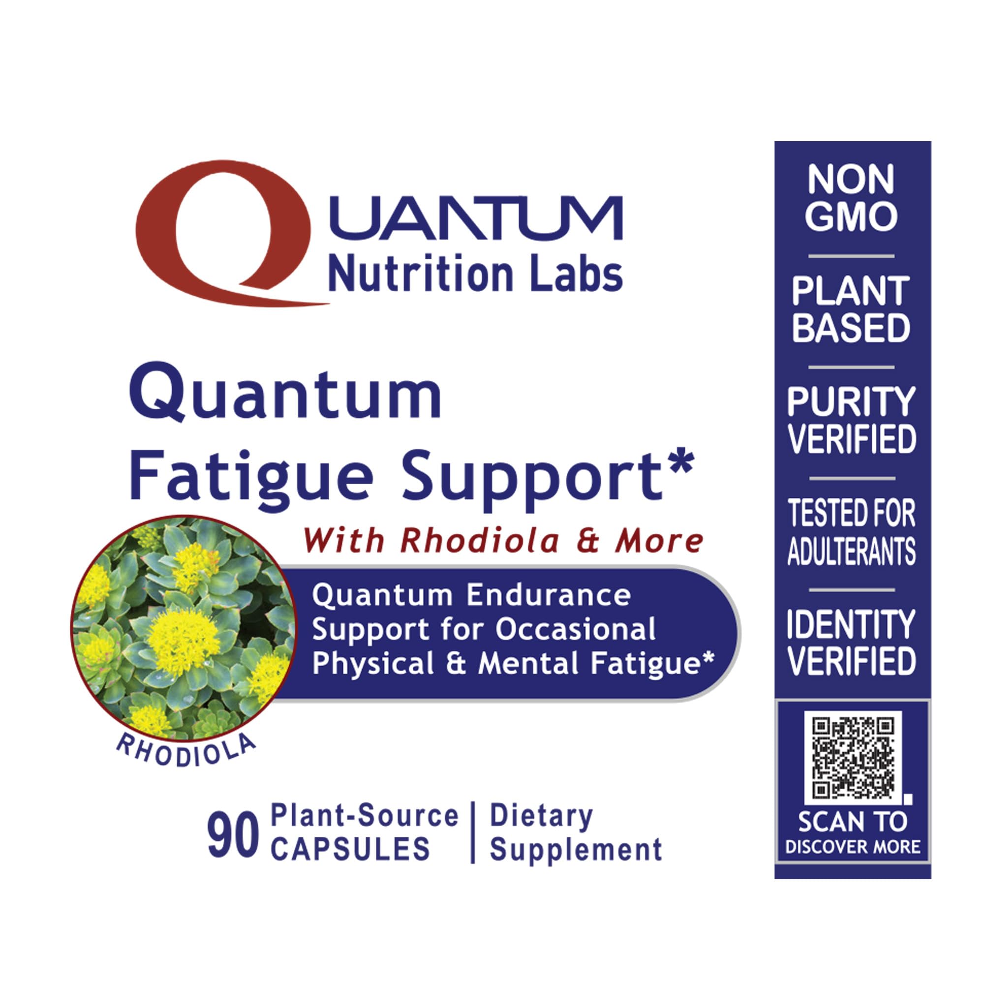 QNL Quantum Fatigue Support - Vegan Rhodiola Rosea Root Supplement, Organic Adaptogen Blend for Occasional Physical & Cognitive Stress - 90 Plant-Based Capsules Quantum Nutrition uk supplements