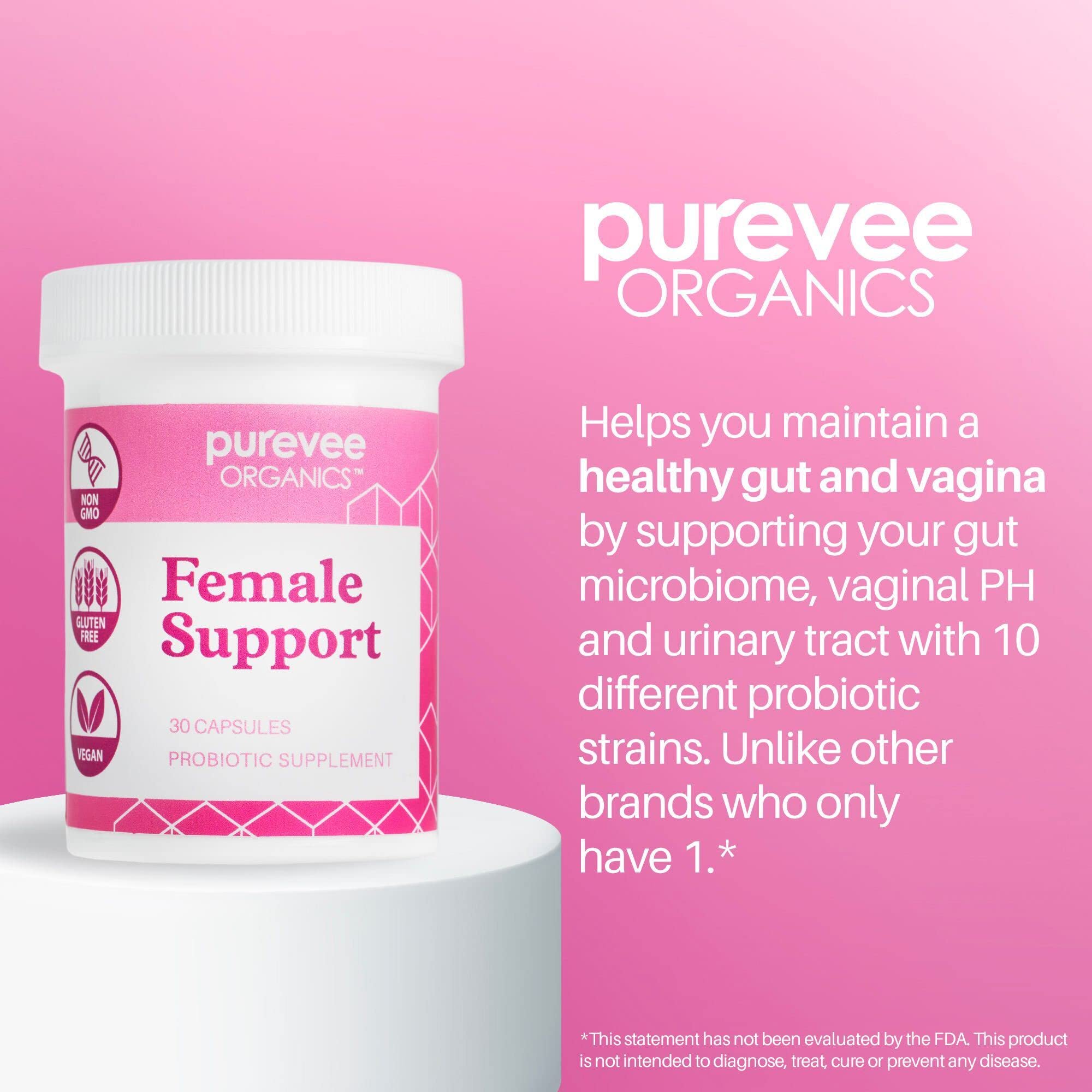 Purevee Organics Vaginal Probiotics for Women, 10 Essential Probiotic Strains, Vaginal + pH Balance Purevee Organics uk supplements