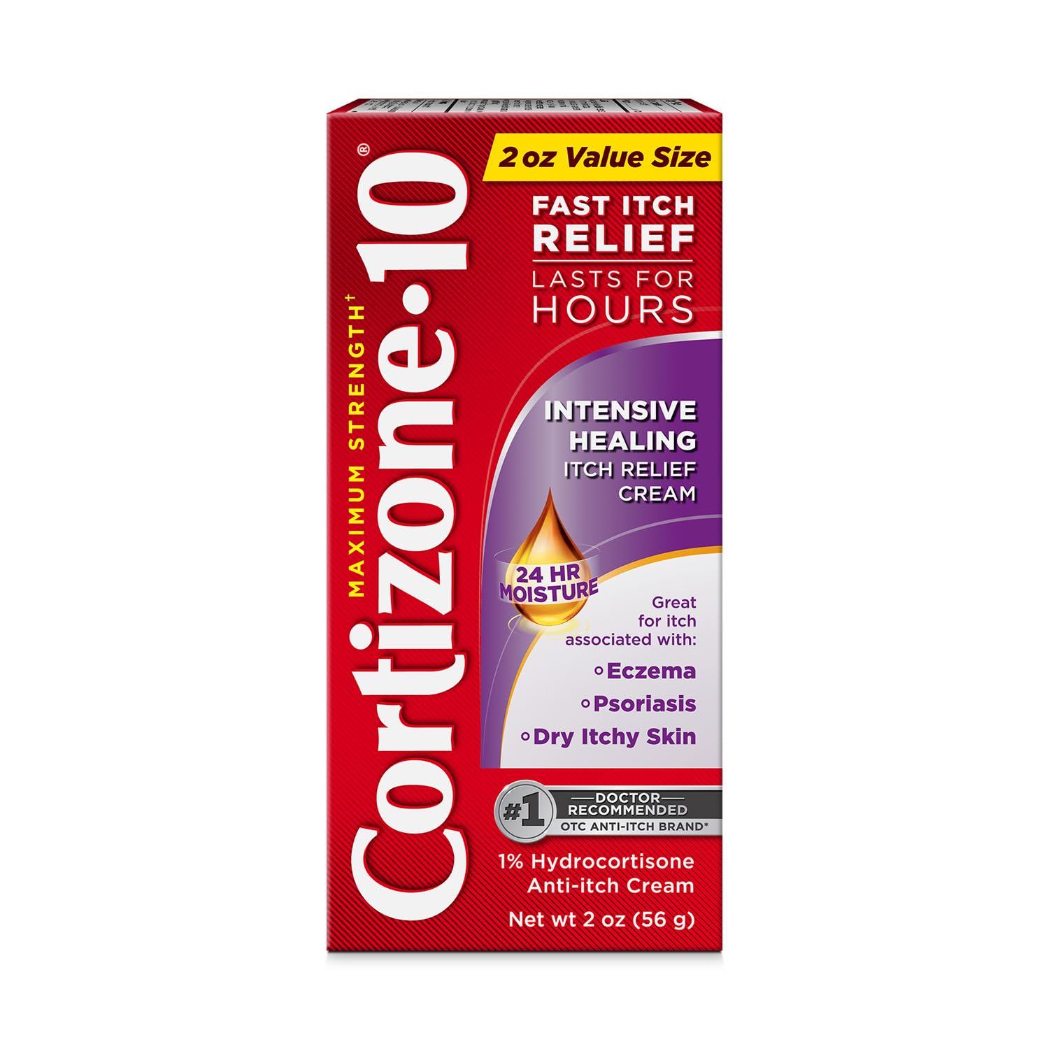 Cortizone-10 Maximum Strength Intensive Healing Itch Relief Cream, 1% Hydrocortisone, Fast-Acting, Anti-Itch Cream for Bug Bites, Rash, Eczema, Psoriasis, Poison Ivy, Oak, Sumac & More, 2 oz Cortizone 10 uk supplements