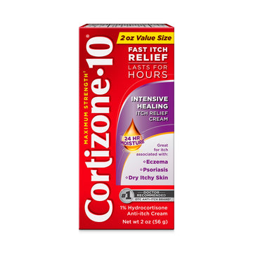 Cortizone-10 Maximum Strength Intensive Healing Itch Relief Cream, 1% Hydrocortisone, Fast-Acting, Anti-Itch Cream for Bug Bites, Rash, Eczema, Psoriasis, Poison Ivy, Oak, Sumac & More, 2 oz Cortizone 10 uk supplements