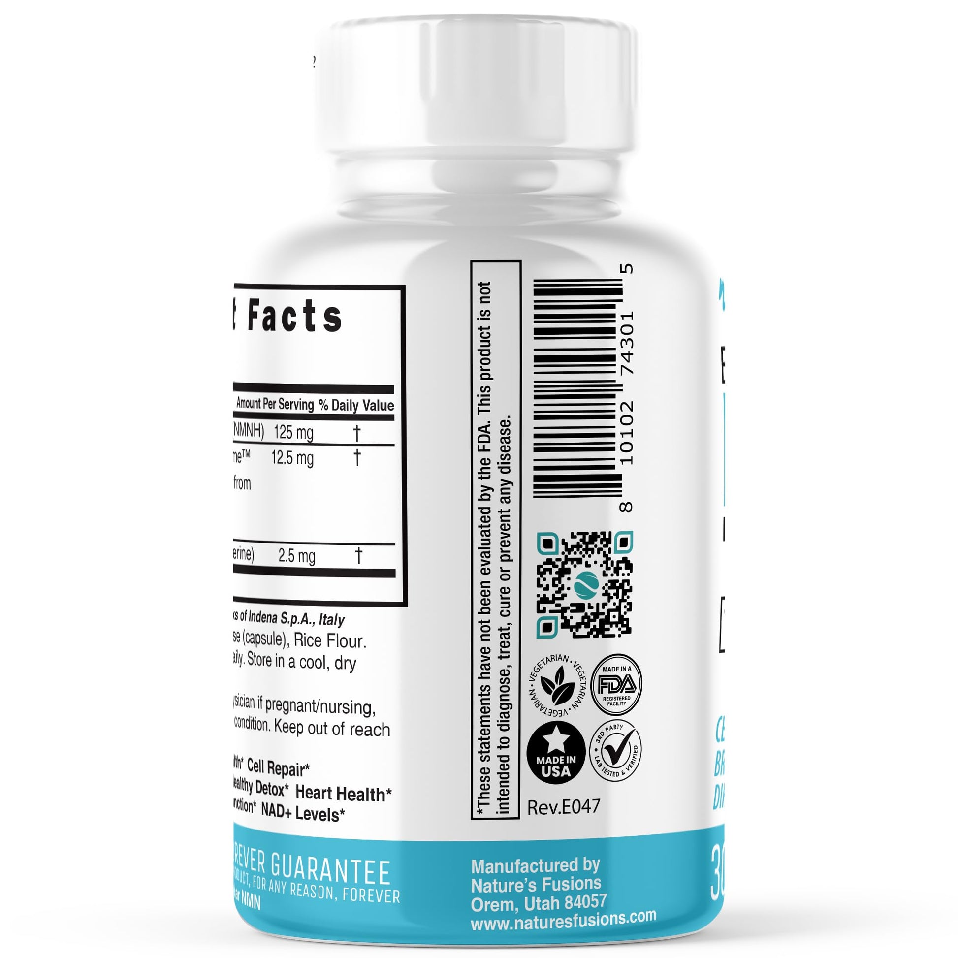 Nature's Fusions NMNH with Piperine & Quercetin - Boost NAD+ with Dihydronicotinamide Mononucleotide (30 Capsules) Nature's Fusions uk supplements