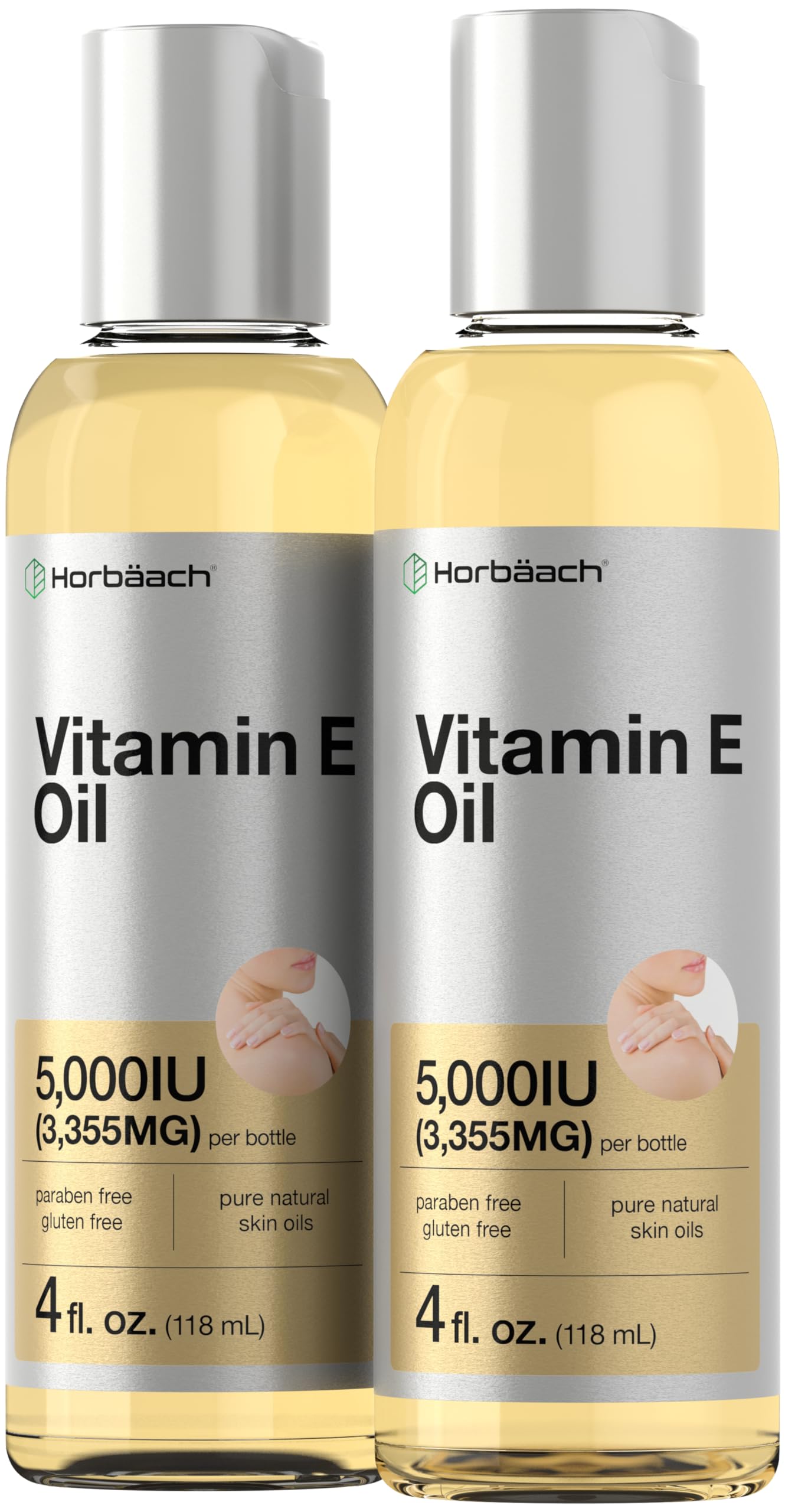 Vitamin E Oil | 5000 IU | 8 oz (2 x 4oz) Value Pack | for Skin, Hair, Face & Body | Vegetarian Horbäach uk supplements