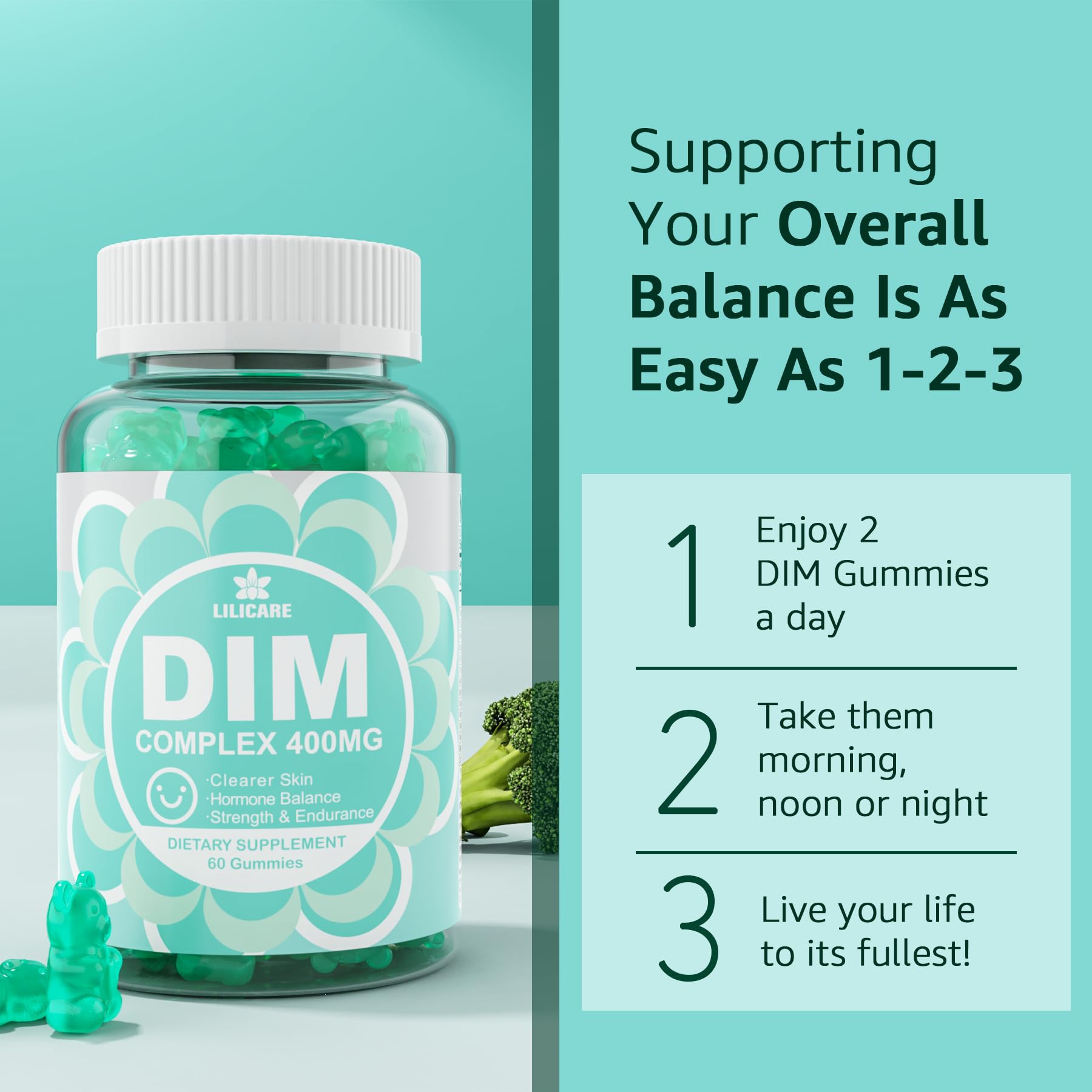 DIM Supplement Women 400mg, Estrogen Supplement for Women, Sugar Free DIM Gummies for Men & Women w/ Biotin, Flaxseed Oil, Burdock, Calendula, BioPerine for Hormone Balance, Menopause & Prostate 60Cts EnvyDeal uk supplements