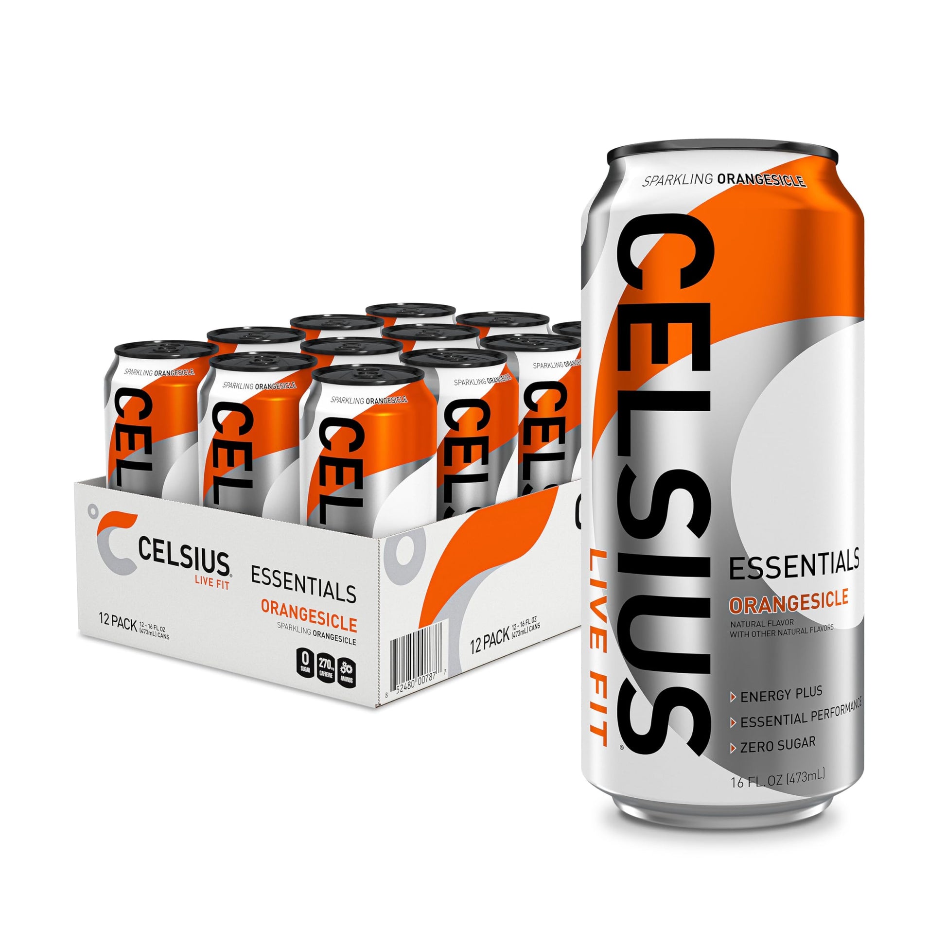 CELSIUS ESSENTIALS, Sparkling Orangesicle, Performance Energy Drink 16 Fl Oz (Pack of 12) CELSIUS uk supplements