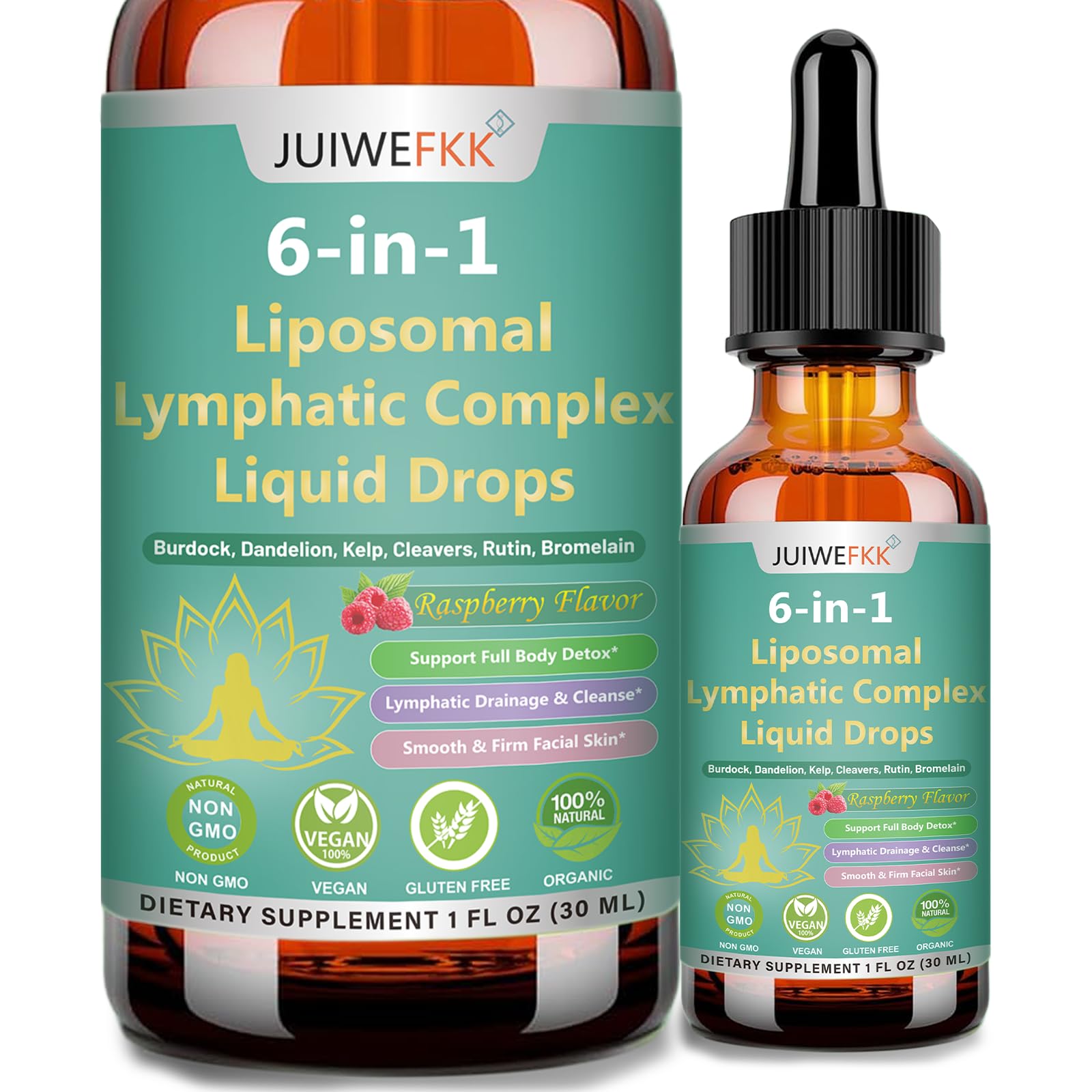 Lymphatic Drainage Drops, 6-IN-1 Lymphatic Complex w. Burdock Dandelion Kelp Cleavers, New Maximum Potency Lymph System Support for Bloat Balance Cortisol Immune Full Body Detox & Skin Vitality JUIWEFKK uk supplements