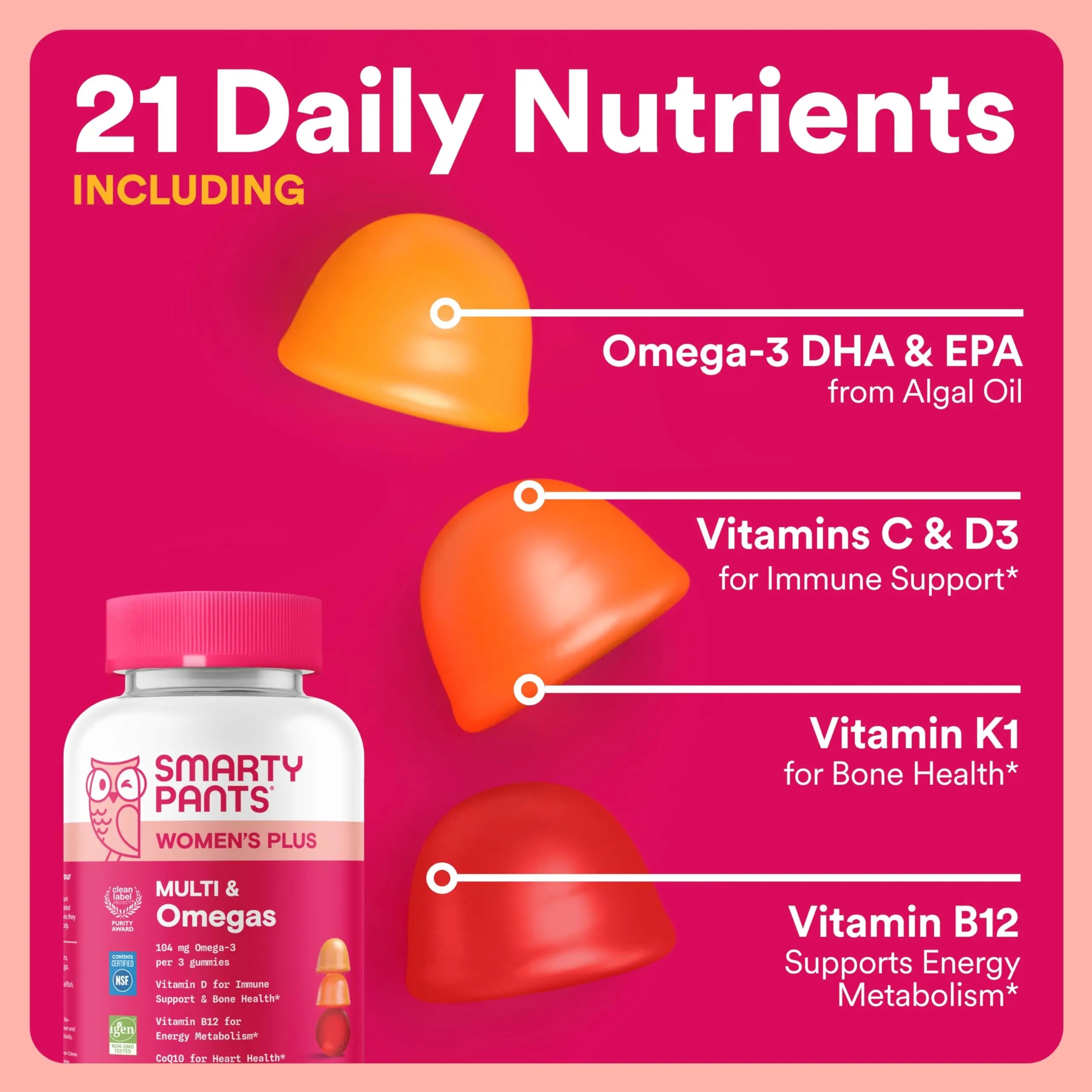 SmartyPants Mother & Daughter Daily Nutrition Bundle: Women’s + Teen Girl Multivitamin Gummies with Omega-3, Biotin, Vitamins D3, B12, A SmartyPants uk supplements