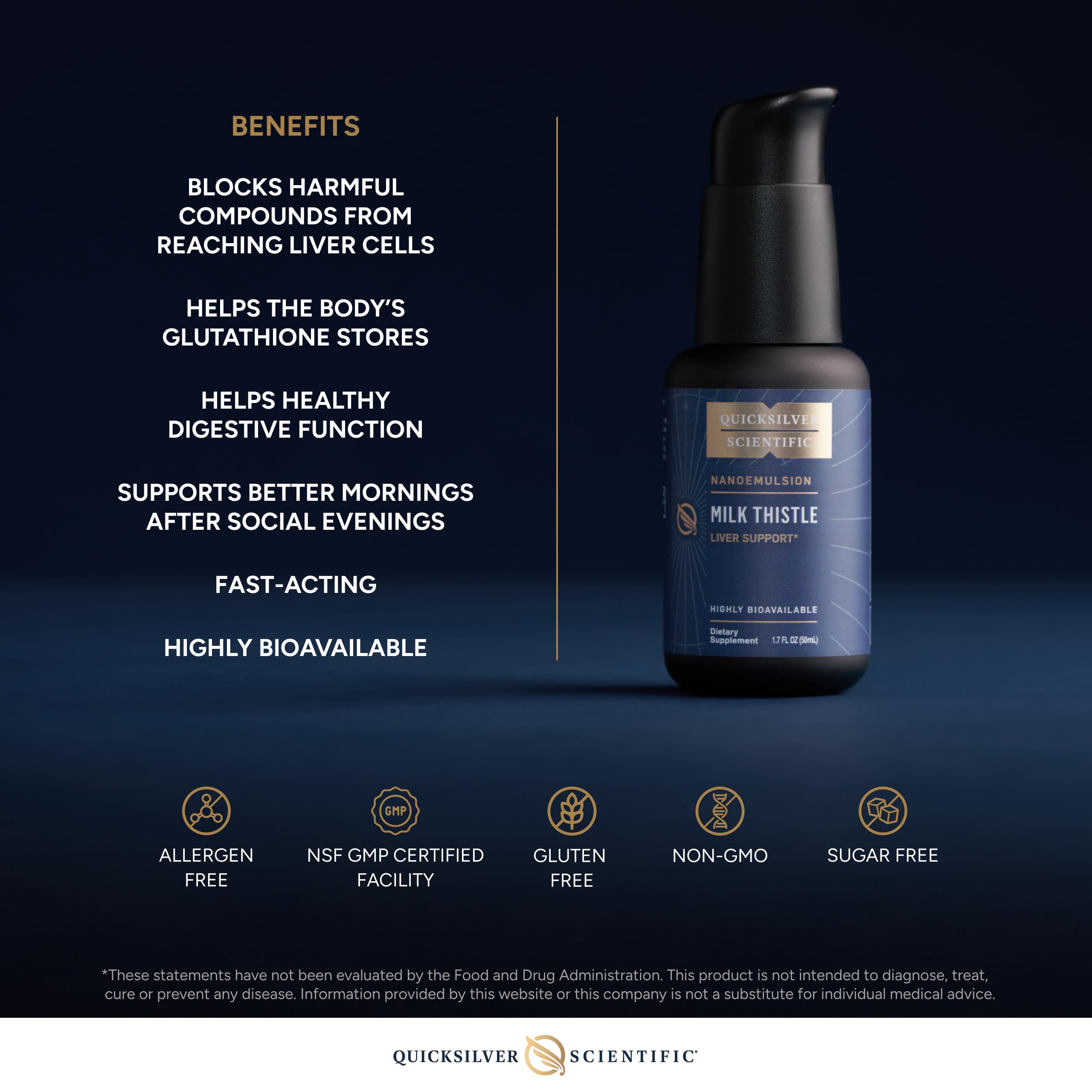Quicksilver Scientific Nanoemulsified Milk Thistle - Silymarin Liquid with Liposome Delivery System - Immune, Detox + Liver Cleanse Support (1.7oz / 50ml) Quicksilver Scientific uk supplements