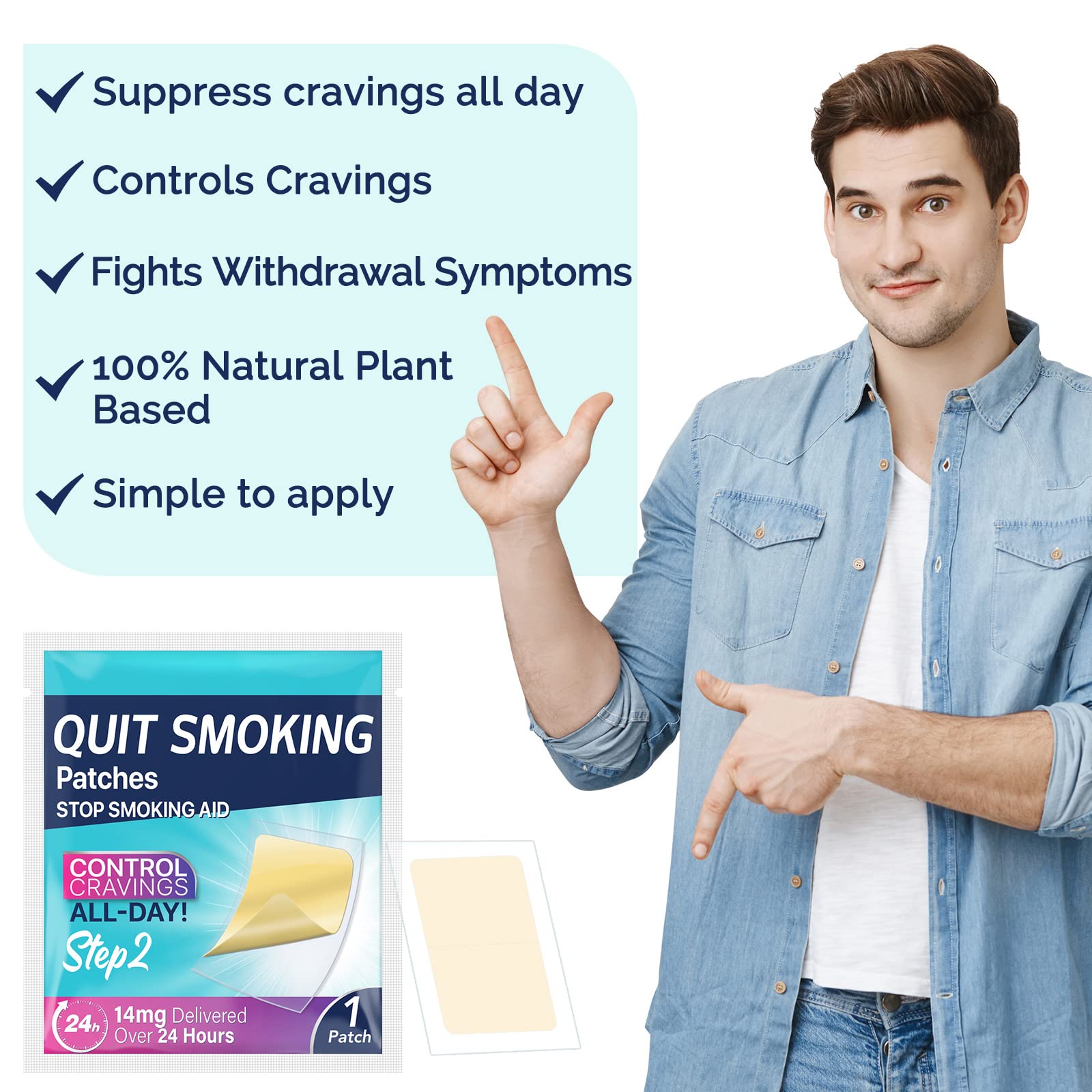 Step 2 Quit Smoking Patches, 14mg Stop Smoking Aids Patches, 30 Count Quit Smoking Stickers that Work with 2 Weeks, Helping Quit Patch, Easy & Effective Anti-Stickers NenMaoKeNu uk supplements