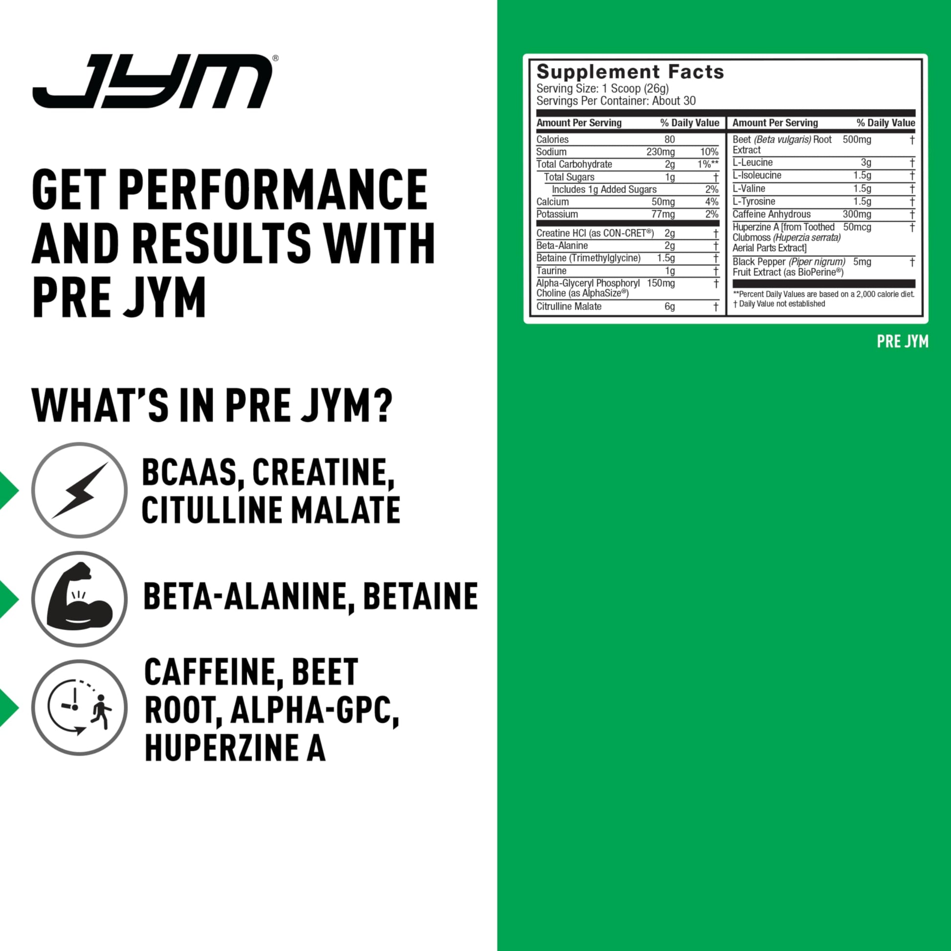 JYM Supplement Science Pre JYM Pineapple Strawberry Pre Workout Powder for Men & Women, BCAAs, Nootropics, Creatine HCI, Citrulline, Beta-Alanin JYM Supplement Science uk supplements