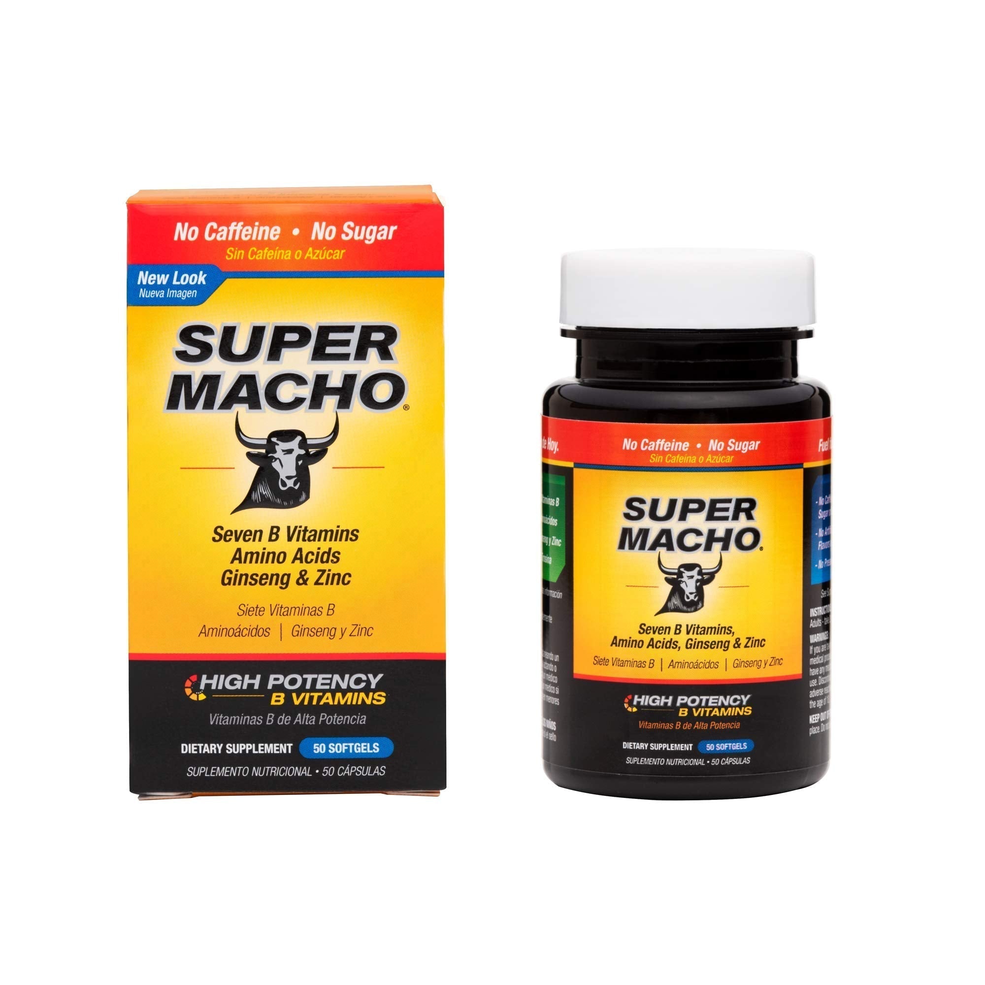 Super Macho Dietary Supplement with High Potency Zinc & 7 B Vitamins, No Preservatives, Sugar or Caffeine, Made in USA, 50 Softgels (3 Pack) Super Macho uk supplements