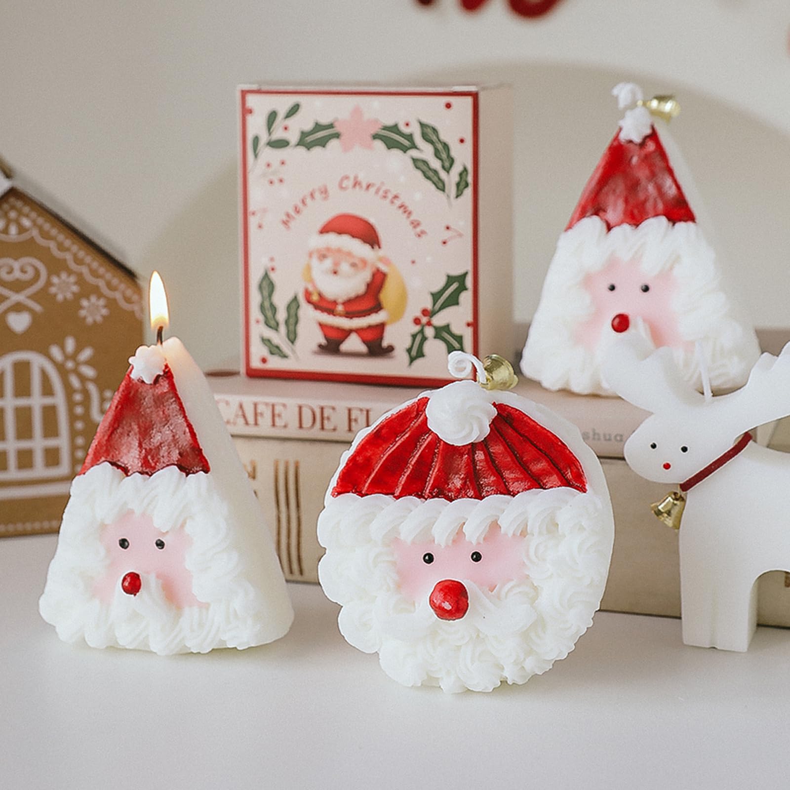 Christmas Cake Scented Candle,110G Handmade Aroma Soy Wax Santa Claus Decorative Candle T-shin uk supplements