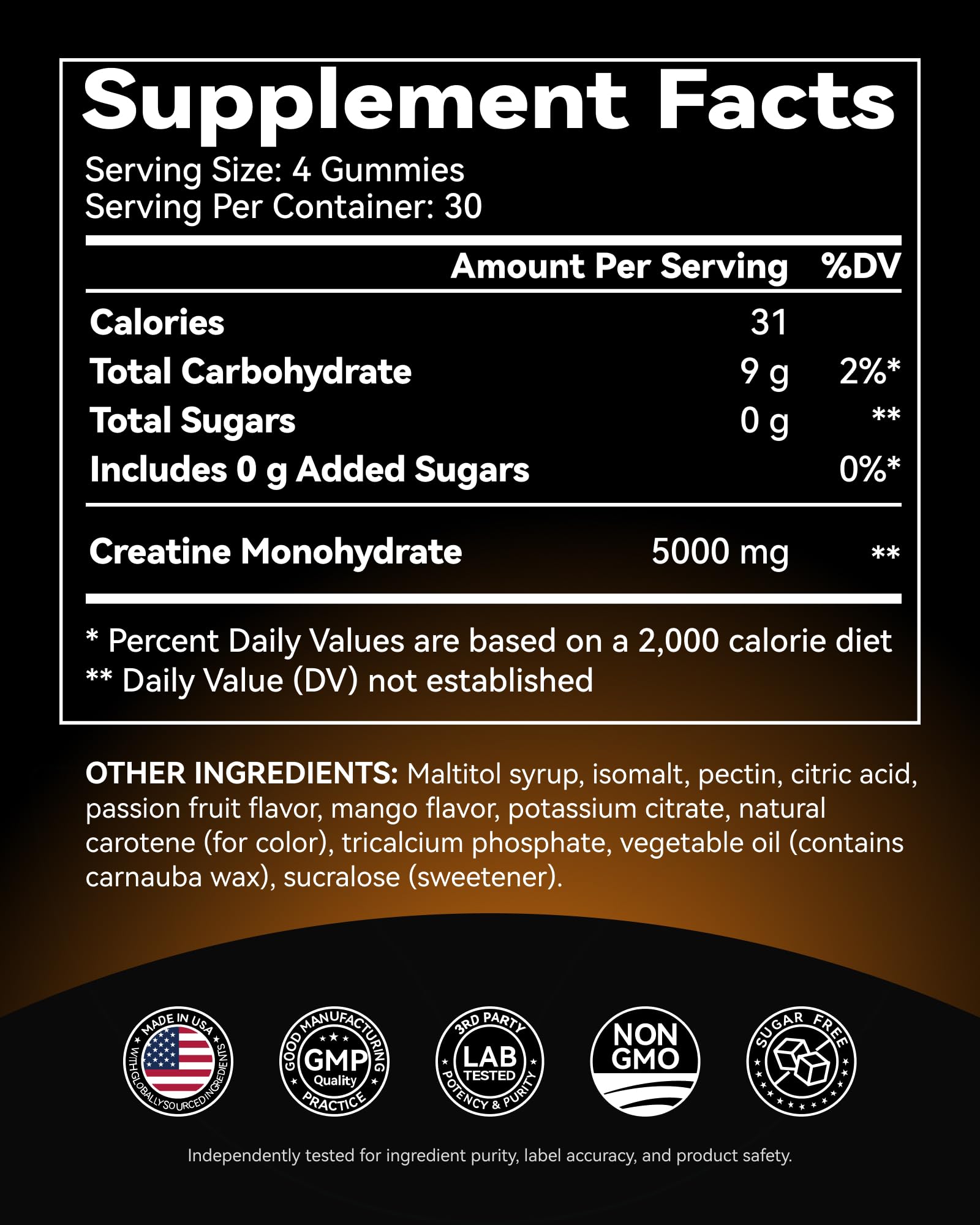 Inner Brightness Creatine Monohydrate Gummies for Men & Women 5000 mg, 3rd Party Tested, Creatine Chews for Muscle Growth, Strength & Energy Support, Sugar Free, Vegan, 120 Count, Mango Passionfruit Inner Brightness uk supplements