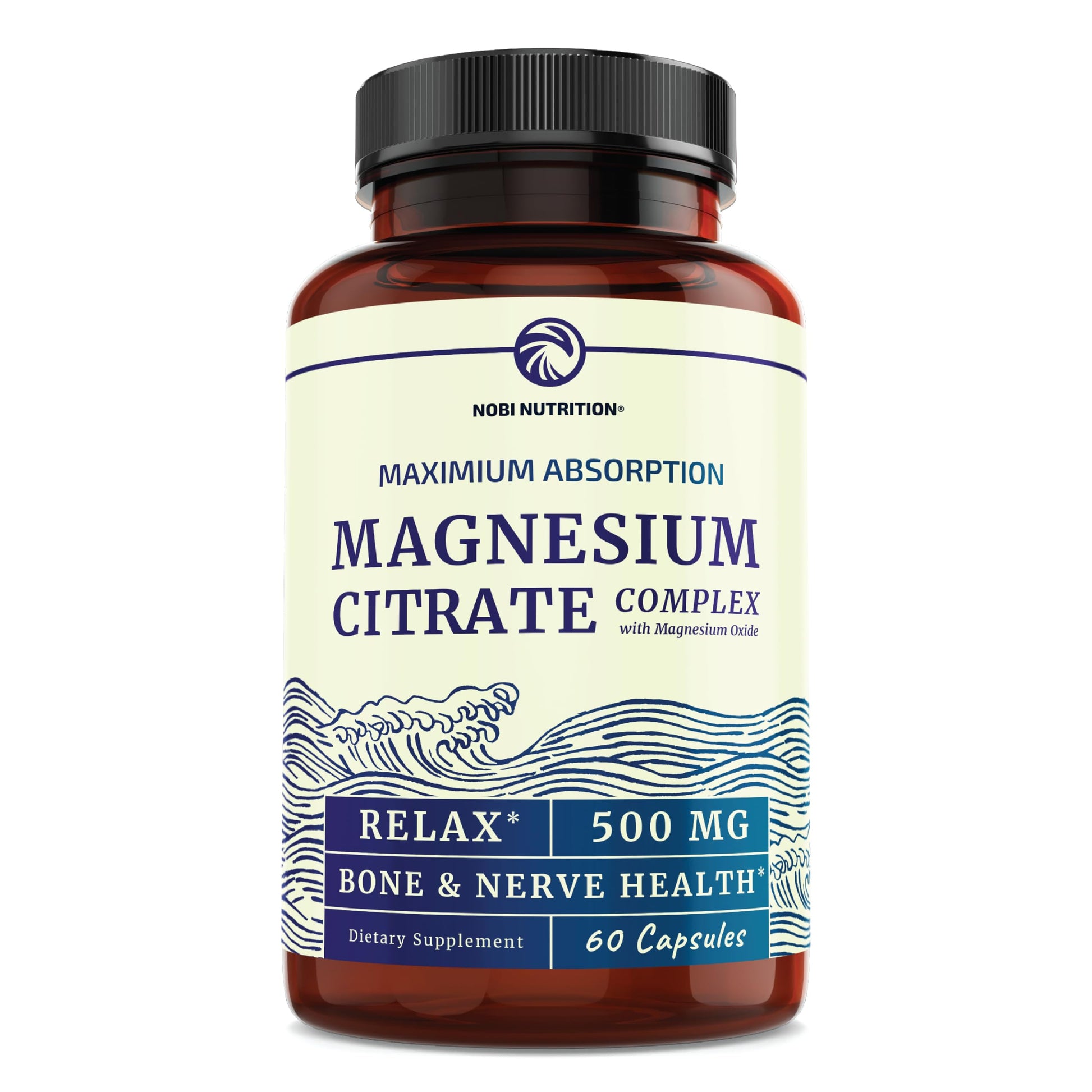 Magnesium Citrate Complex 500 MG for Calm, Relaxation, Constipation & Digestion Nobi Nutrition uk supplements
