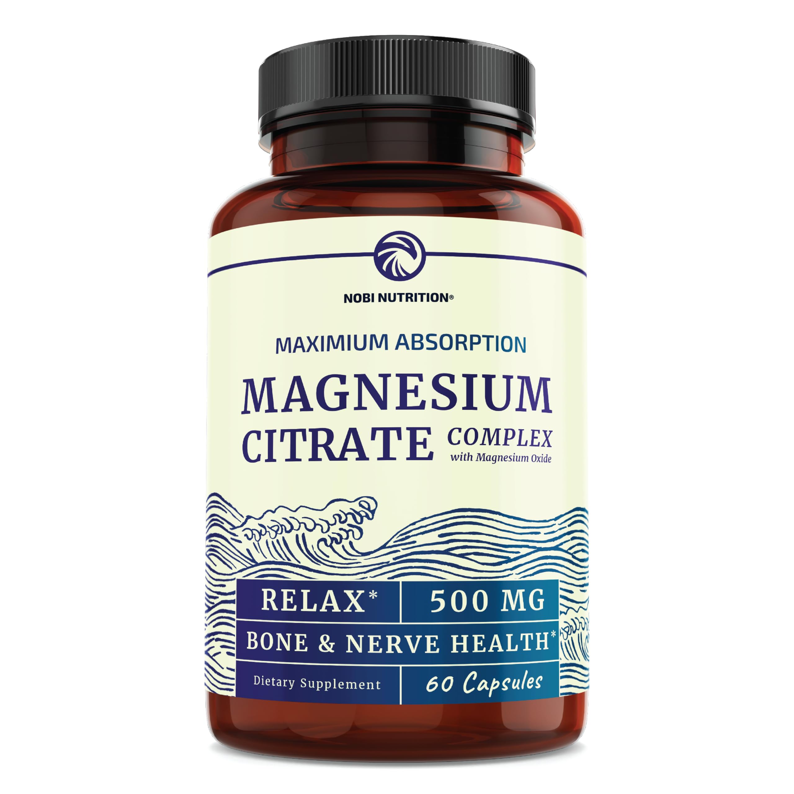 Magnesium Citrate Complex 500 MG for Calm, Relaxation, Constipation & Digestion Nobi Nutrition uk supplements
