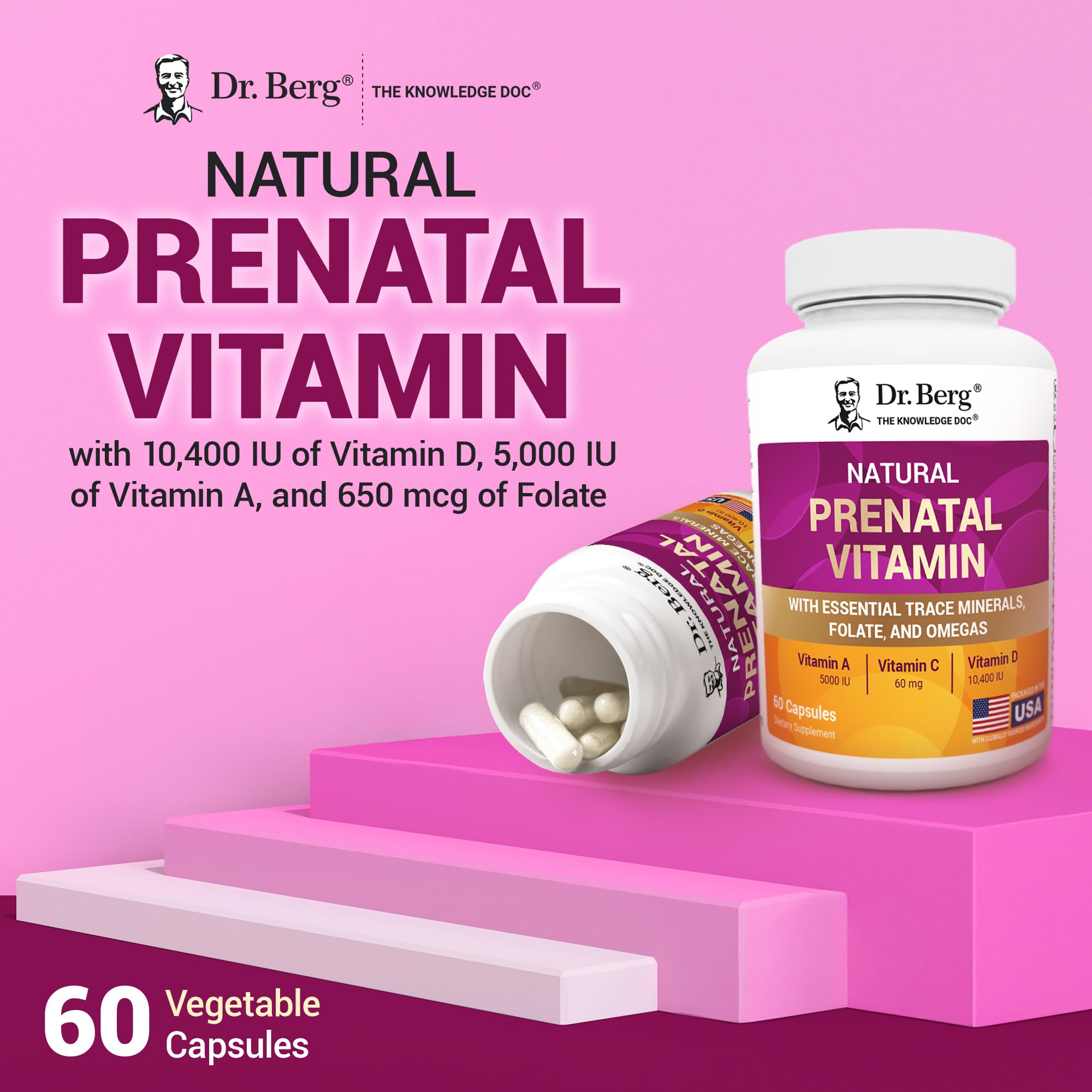 Dr. Berg Natural Prenatal Vitamins for Women (Pregnant & Nursing) - Prenatal Vitamins with Folate, Vitamins, Minerals, Omegas, &11 Powerful Superfoods - Womens Prenatal Multivitamin - 60 Capsules Dr. Berg Nutritionals uk supplements