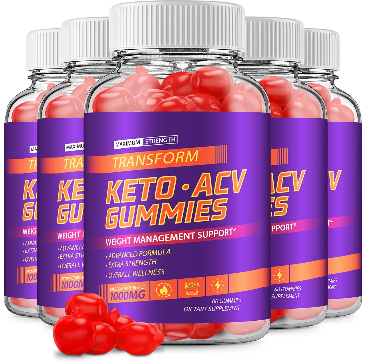 (5 Pack) Transform Keto ACV Gummies Advanced Formula (300 Gummies) Rillvo uk supplements